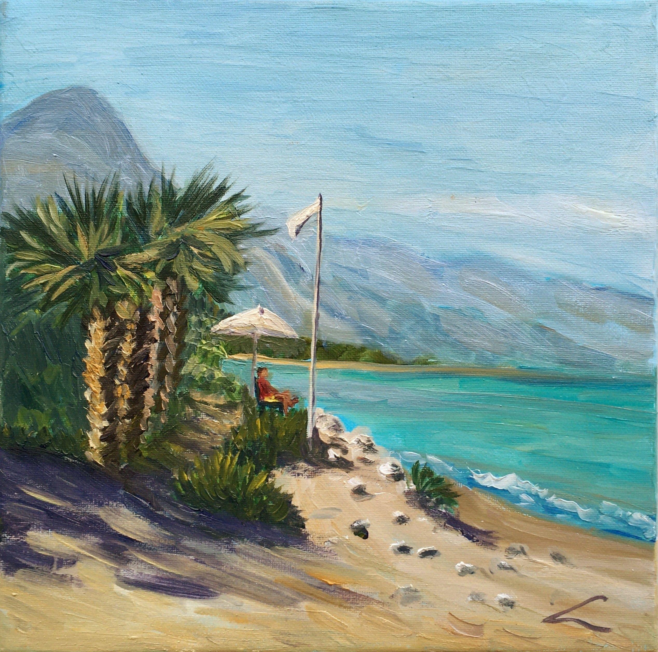 Peinture - Huile sur toile - plage sicilienne - Painting de Elena Sokolova