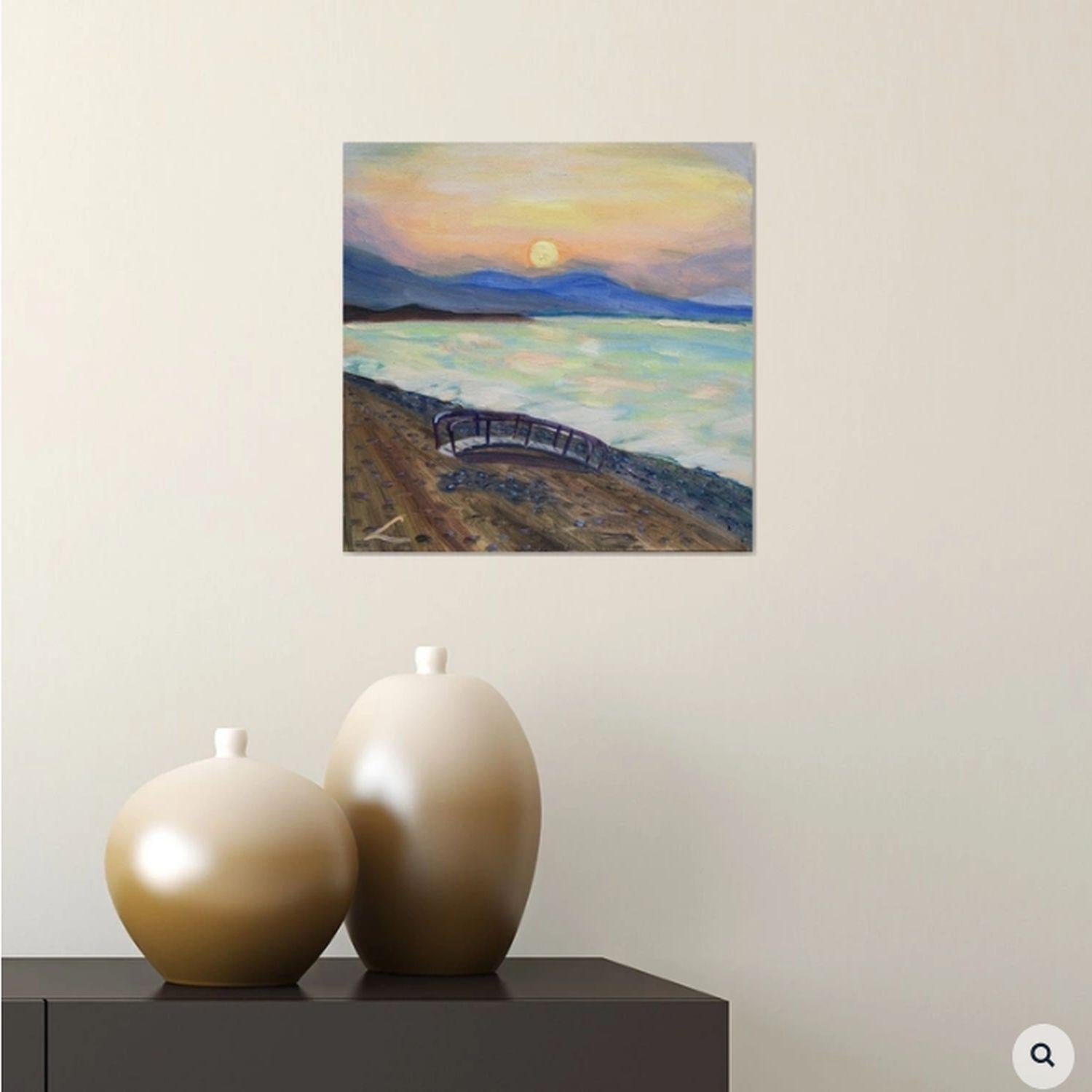 Sicilianischer Sonnenuntergang 4, Gemälde, Öl auf Leinwand (Impressionismus), Painting, von Elena Sokolova