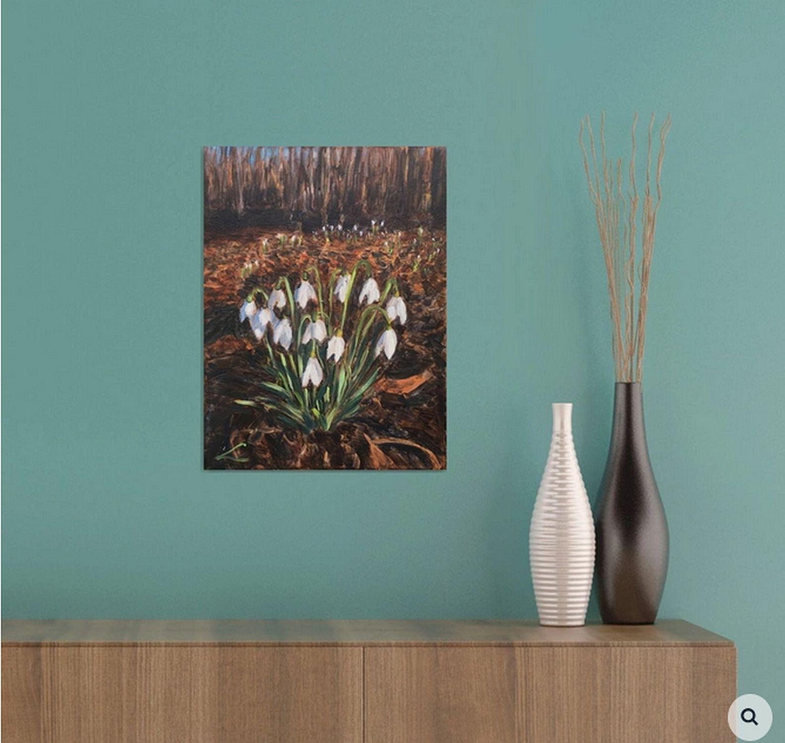 Snowdrops 4, Painting, Oil on Canvas For Sale 1