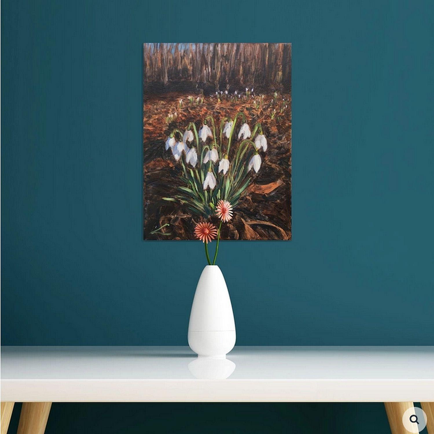 Snowdrops 4, Painting, Oil on Canvas For Sale 2