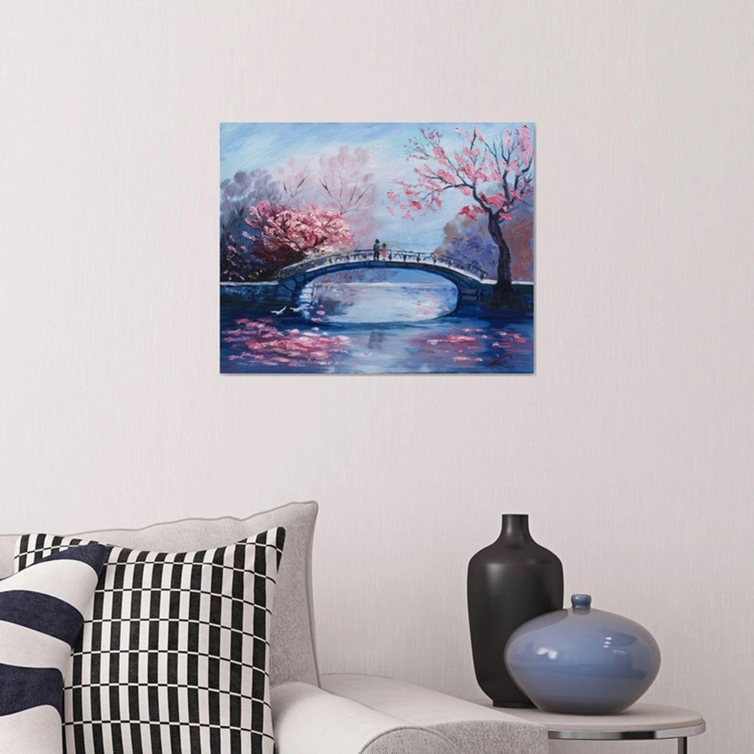 Spring bridge, Gemälde, Öl auf Leinwand (Impressionismus), Painting, von Elena Sokolova