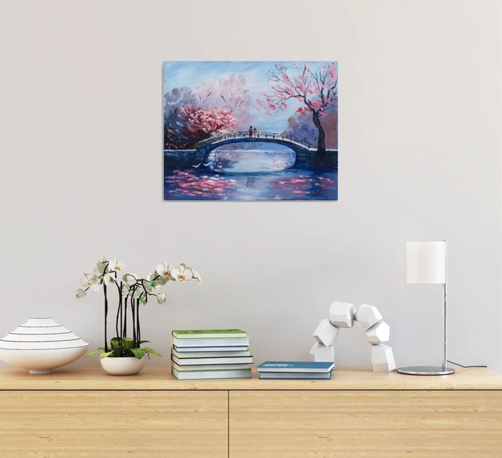 Spring bridge, Gemälde, Öl auf Leinwand im Angebot 1