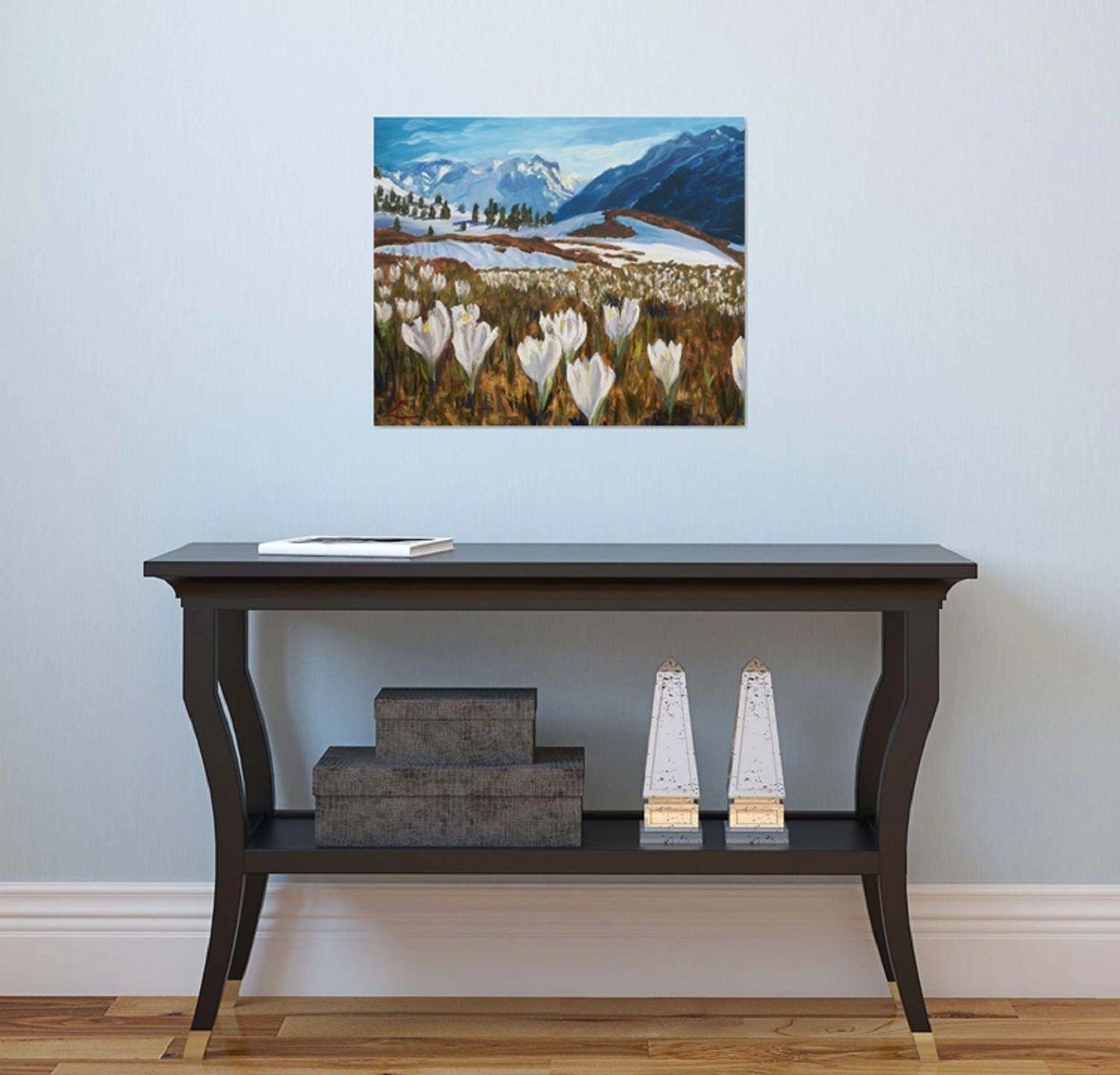 Spring in Alps, Painting, Oil on Canvas For Sale 1