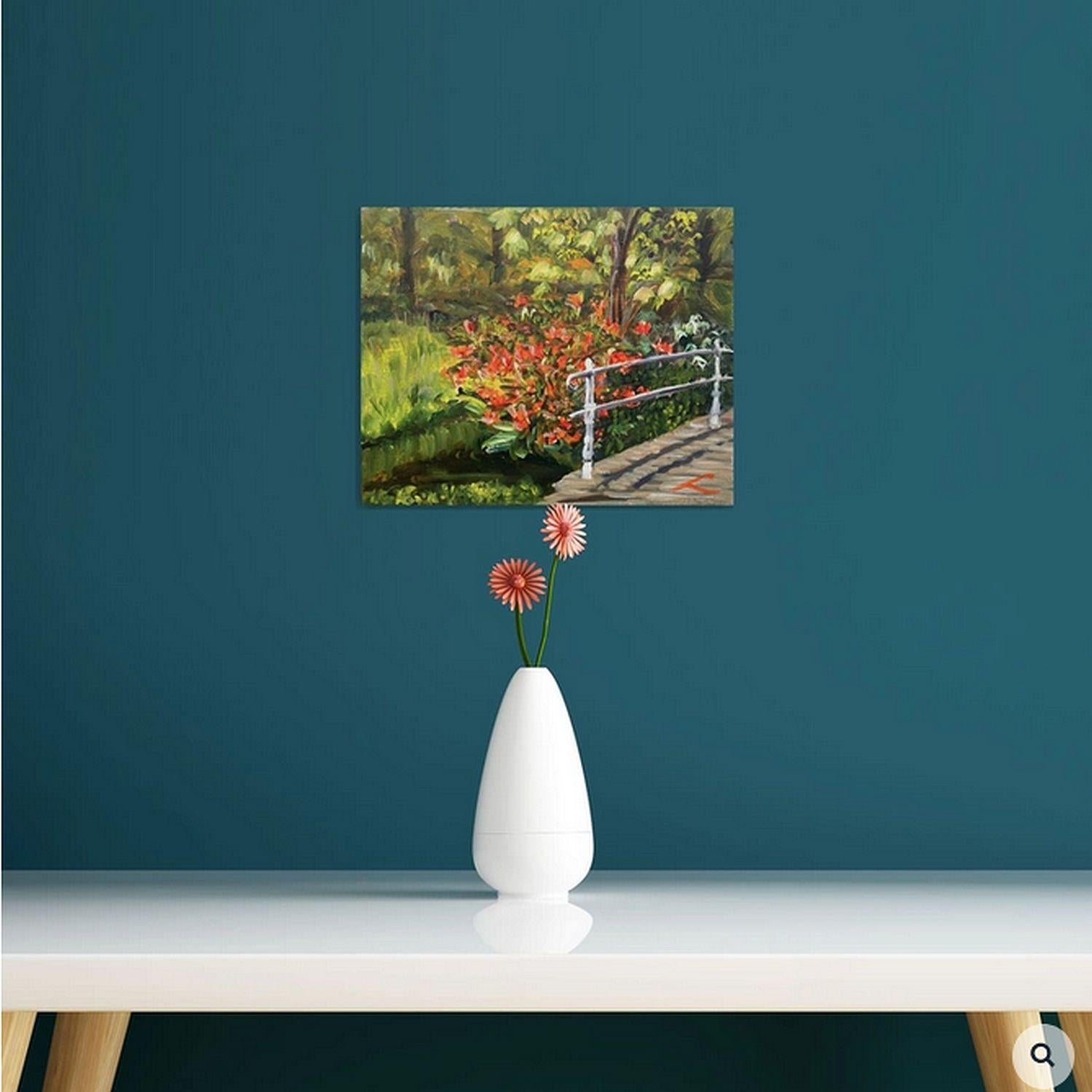 Öl auf Leinwand, Luftbild des Frühlingsparks :: Gemälde :: Impressionist :: Dieses Werk wird mit einem offiziellen, vom Künstler unterzeichneten Echtheitszertifikat geliefert :: Bereit zum Aufhängen: Ja :: Signiert: Ja :: Ort der Signatur: auf der