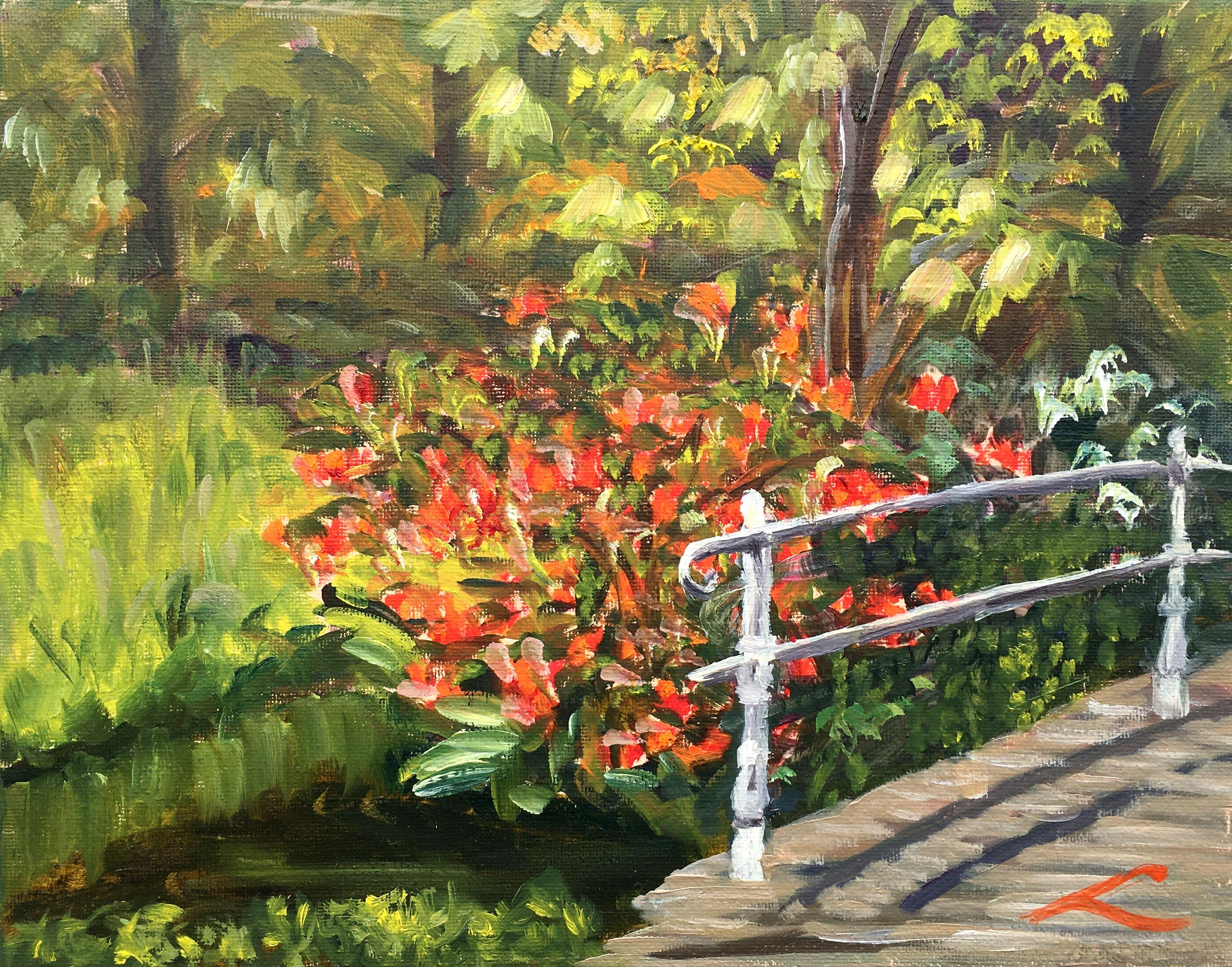Oil on canvas plain air painting of the spring park. :: Painting :: Impressionist :: This piece comes with an official certificate of authenticity signed by the artist :: Ready to Hang: Yes :: Signed: Yes :: Signature Location: on front :: Canvas ::