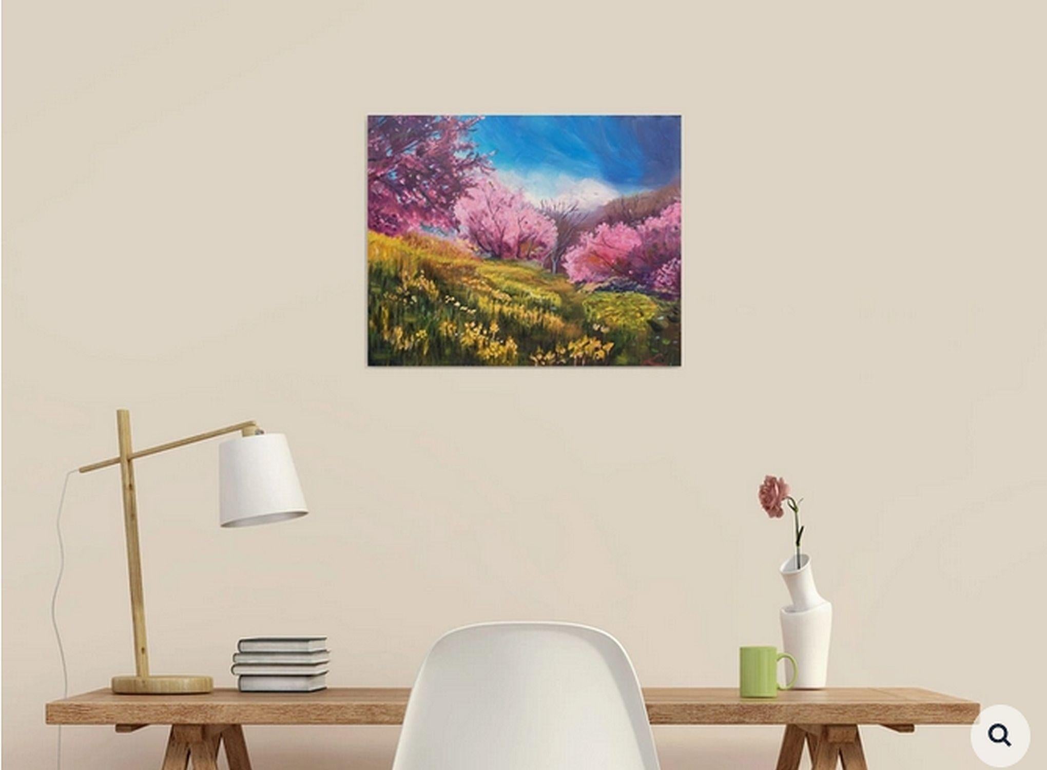 Árboles de primavera 2, Pintura, Óleo sobre lienzo en venta 1