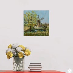 Spring windmill in Maasluis, Painting, Oil on Canvas