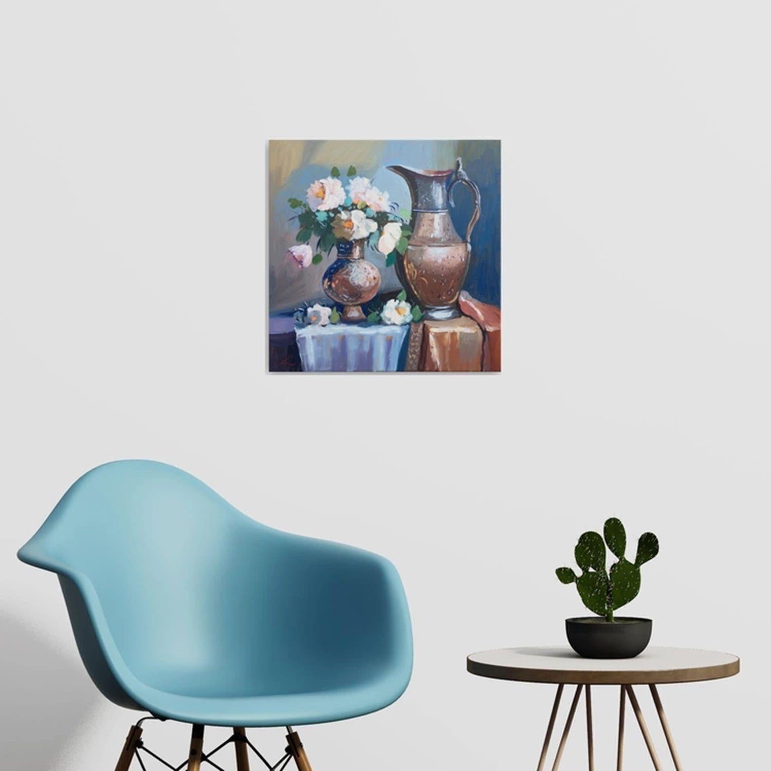 Stillleben mit Blumen, Gemälde, Öl auf Leinwand im Angebot 1