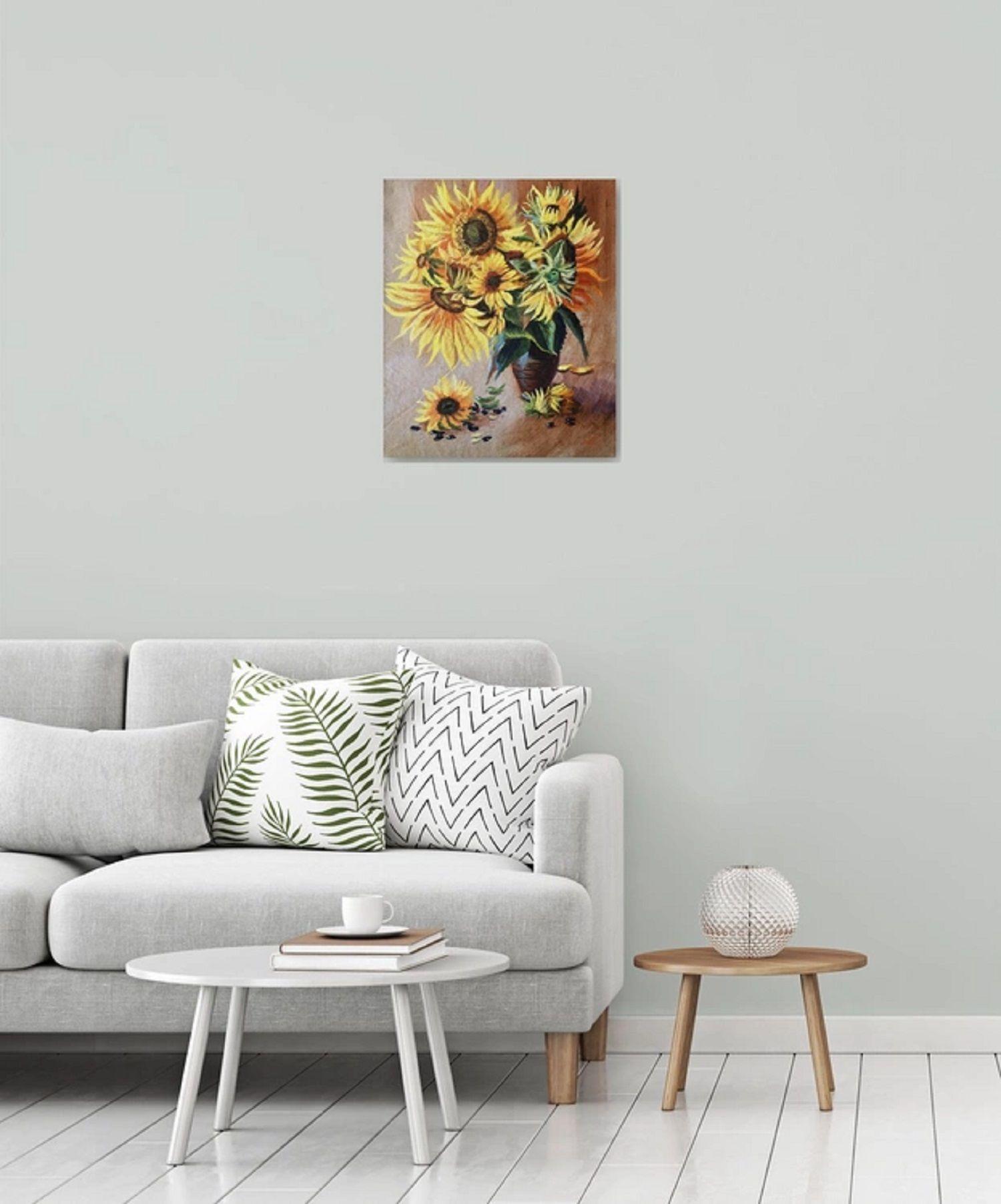 Sunflowers, Painting, Oil on Canvas For Sale 3