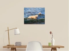 Swimming dogs, Painting, Oil on Canvas