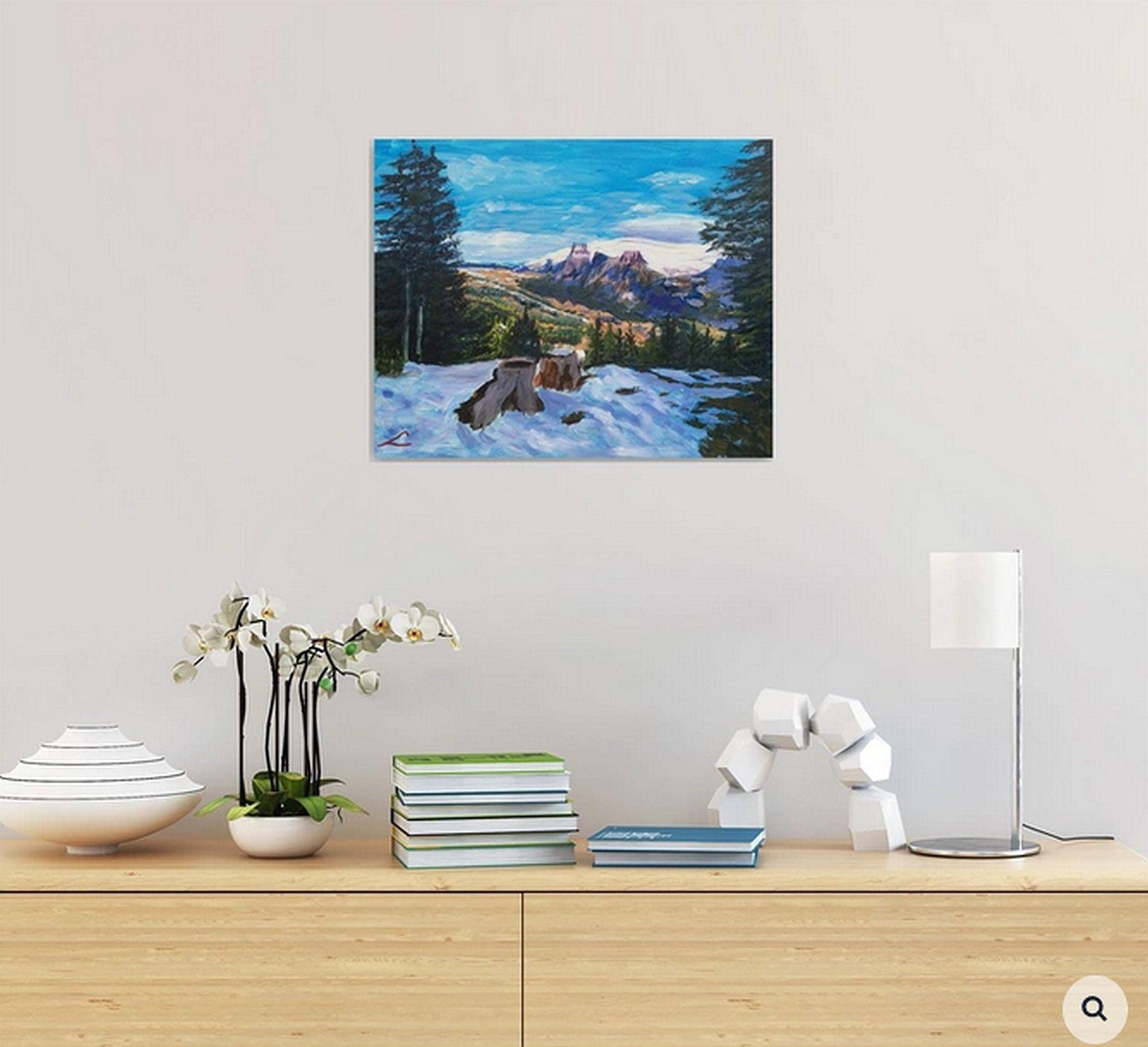 Der letzte Schnee, Gemälde, Öl auf Leinwand (Impressionismus), Painting, von Elena Sokolova