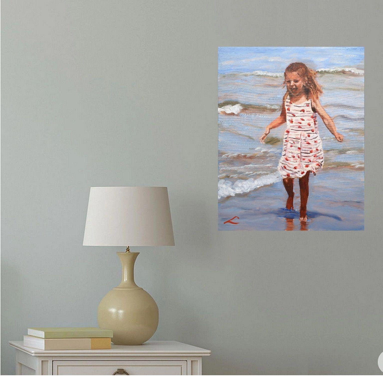 Das Wasser ist kalt, Gemälde, Öl auf Leinwand (Impressionismus), Painting, von Elena Sokolova