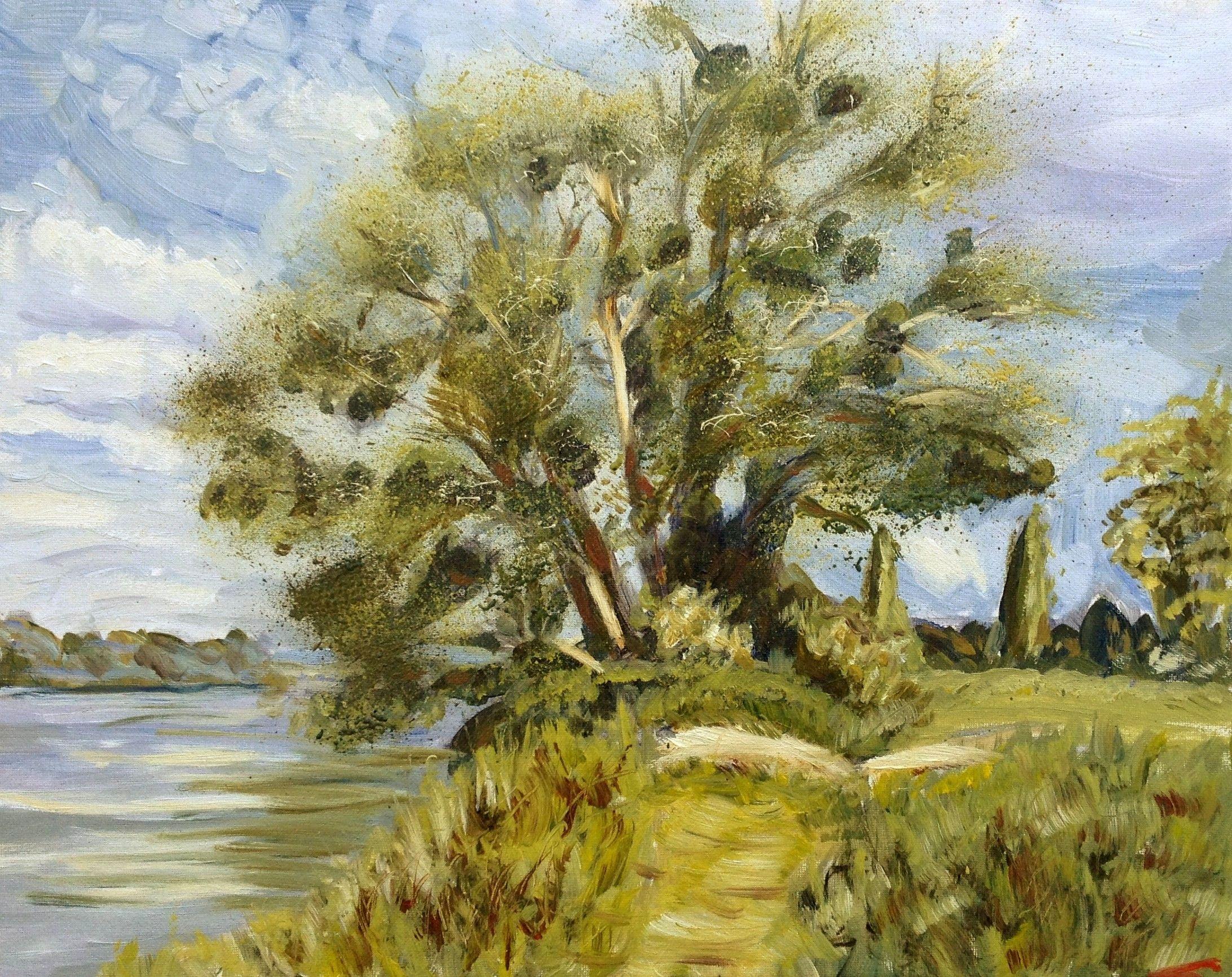 Tree at Port -Mort, Gemälde, Öl auf Leinwand