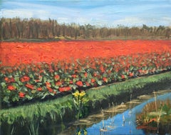 Tulip fields, Painting, Oil on Canvas