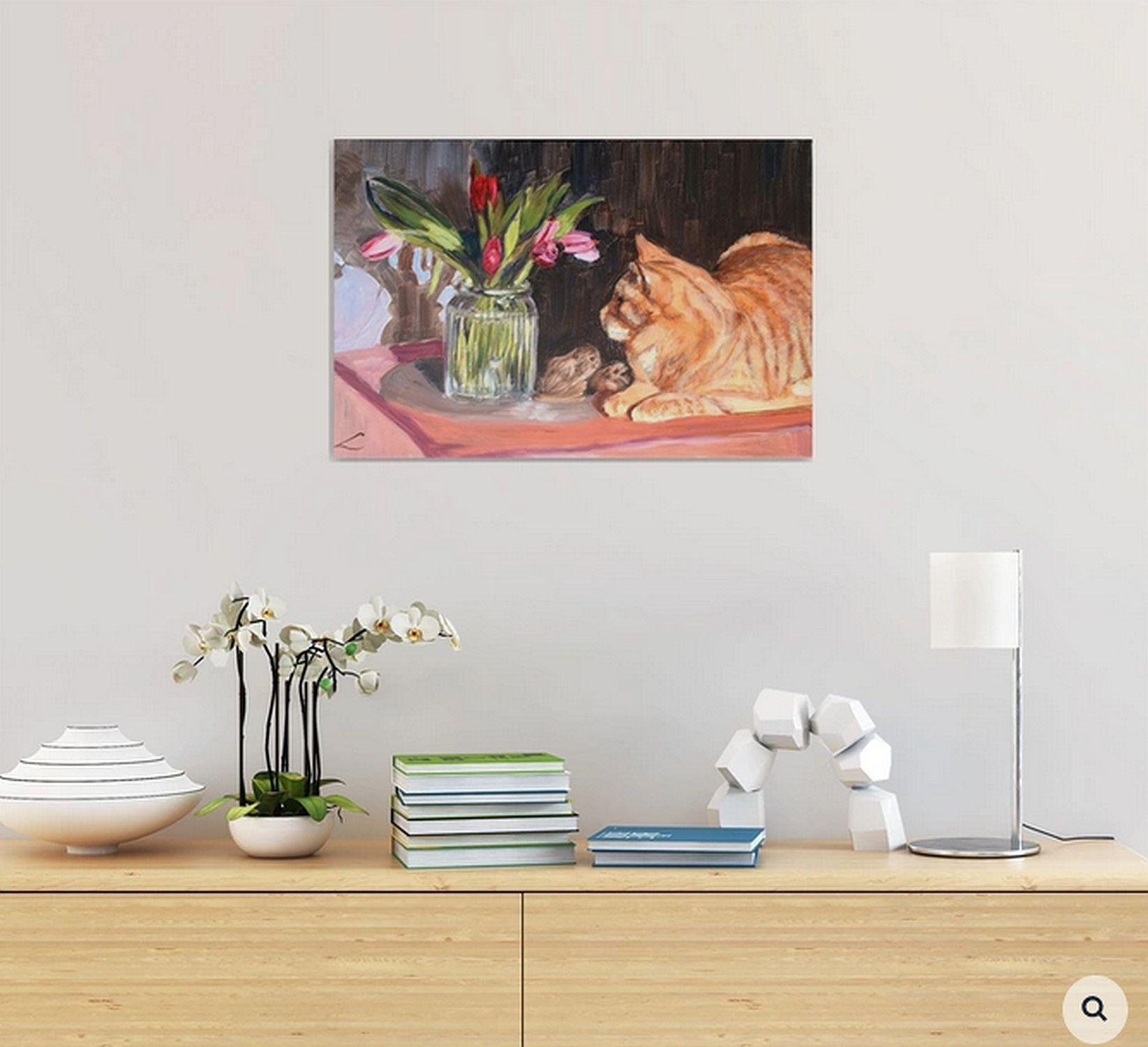 Tulips-Liebhaber, Gemälde, Öl auf Leinwand (Impressionismus), Painting, von Elena Sokolova