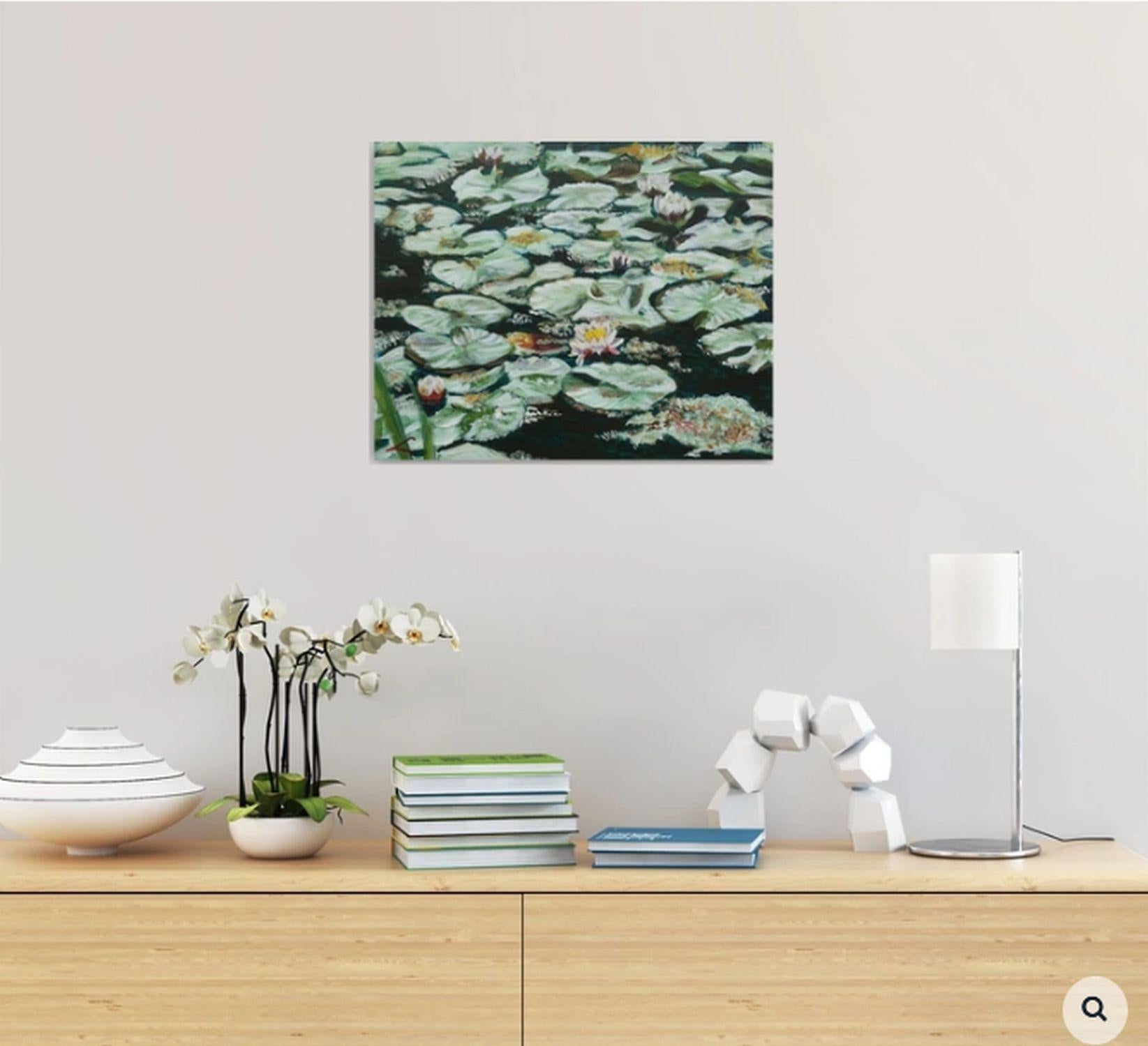 Waterlilies, Painting, Oil on Canvas For Sale 2