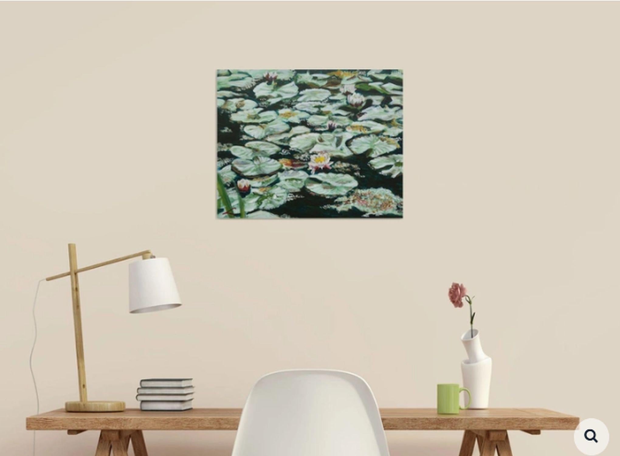 Waterlilies, Painting, Oil on Canvas For Sale 3