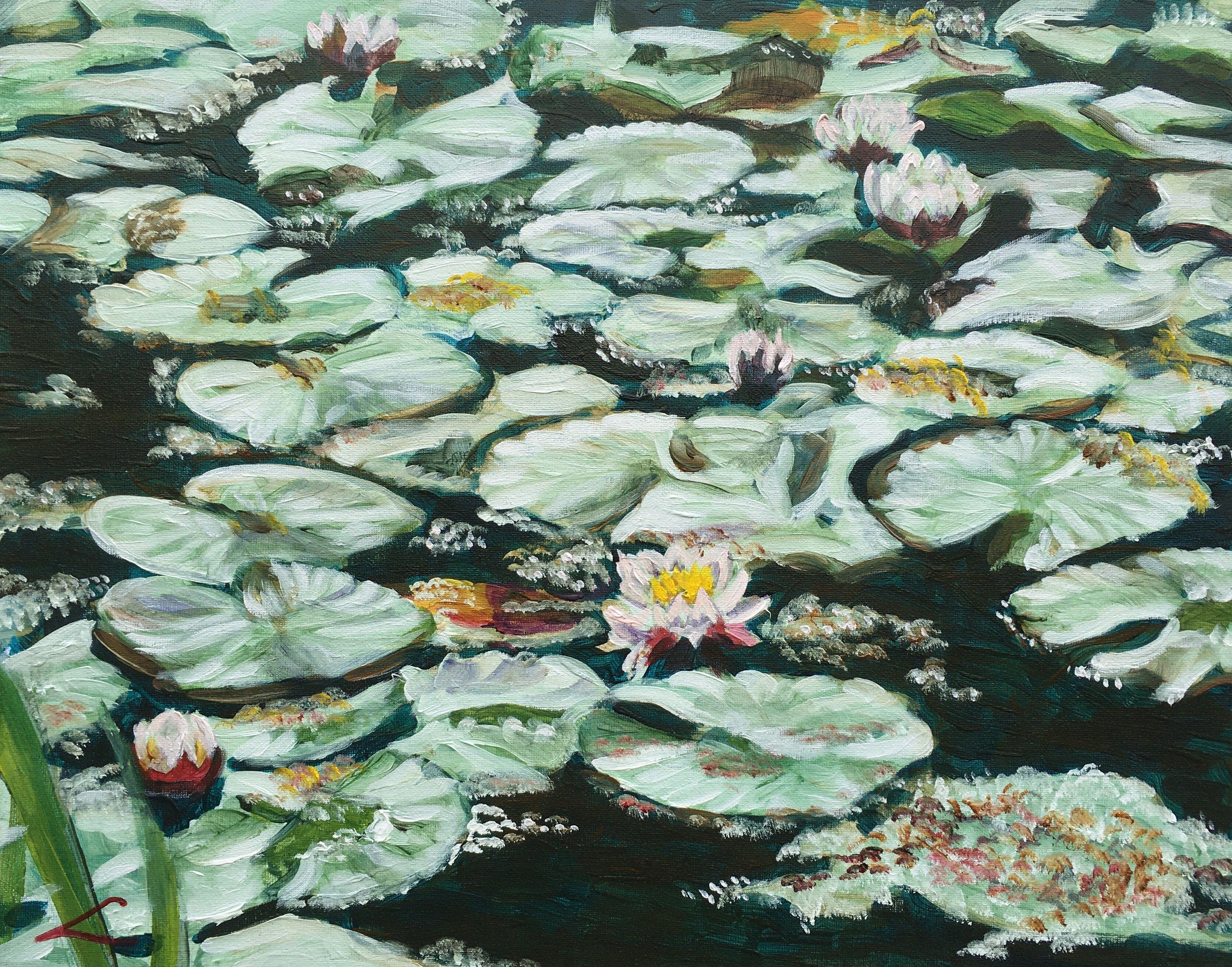 Nymphéas, peinture, huile sur toile