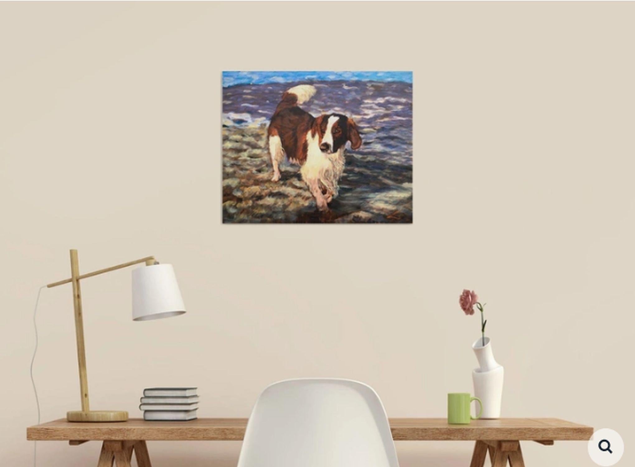 Wet dog 3, Gemälde, Öl auf Leinwand im Angebot 1