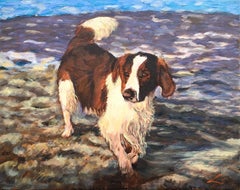 Wet dog 3, Painting, Oil on Canvas