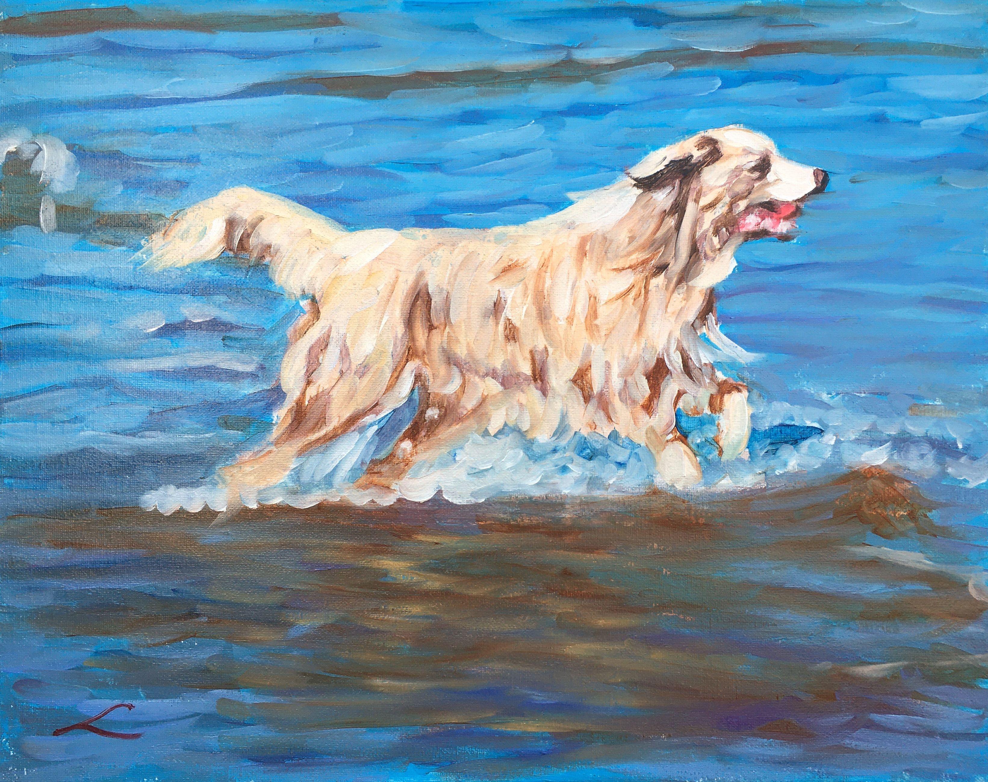 wet dog painting