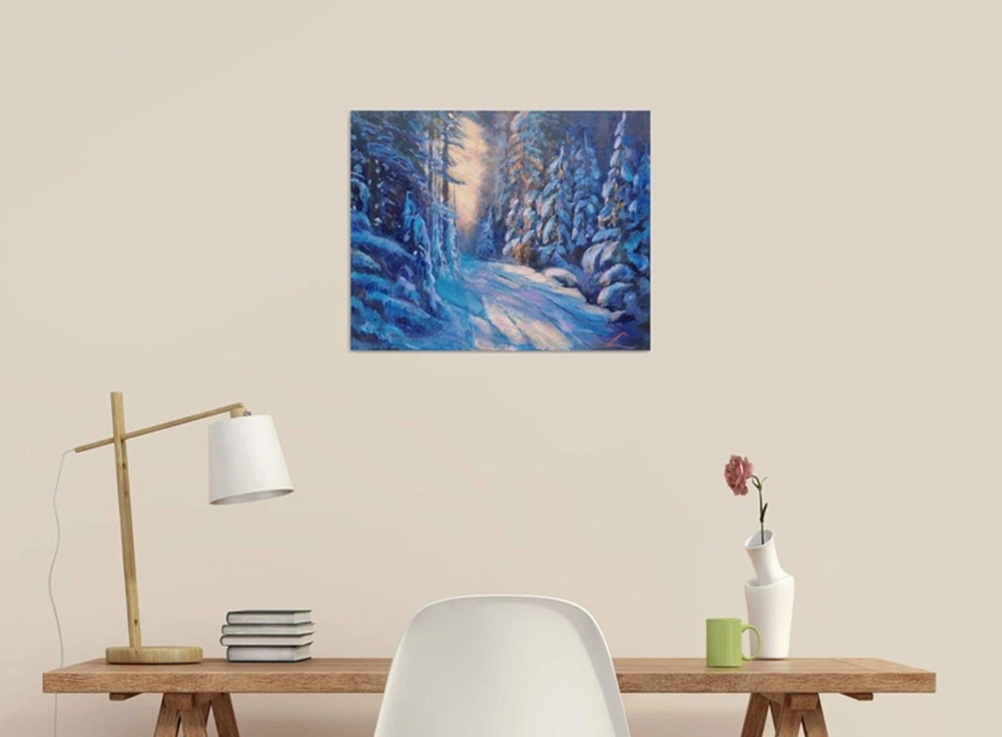 Winterwald 4, Gemälde, Öl auf Leinwand im Angebot 1
