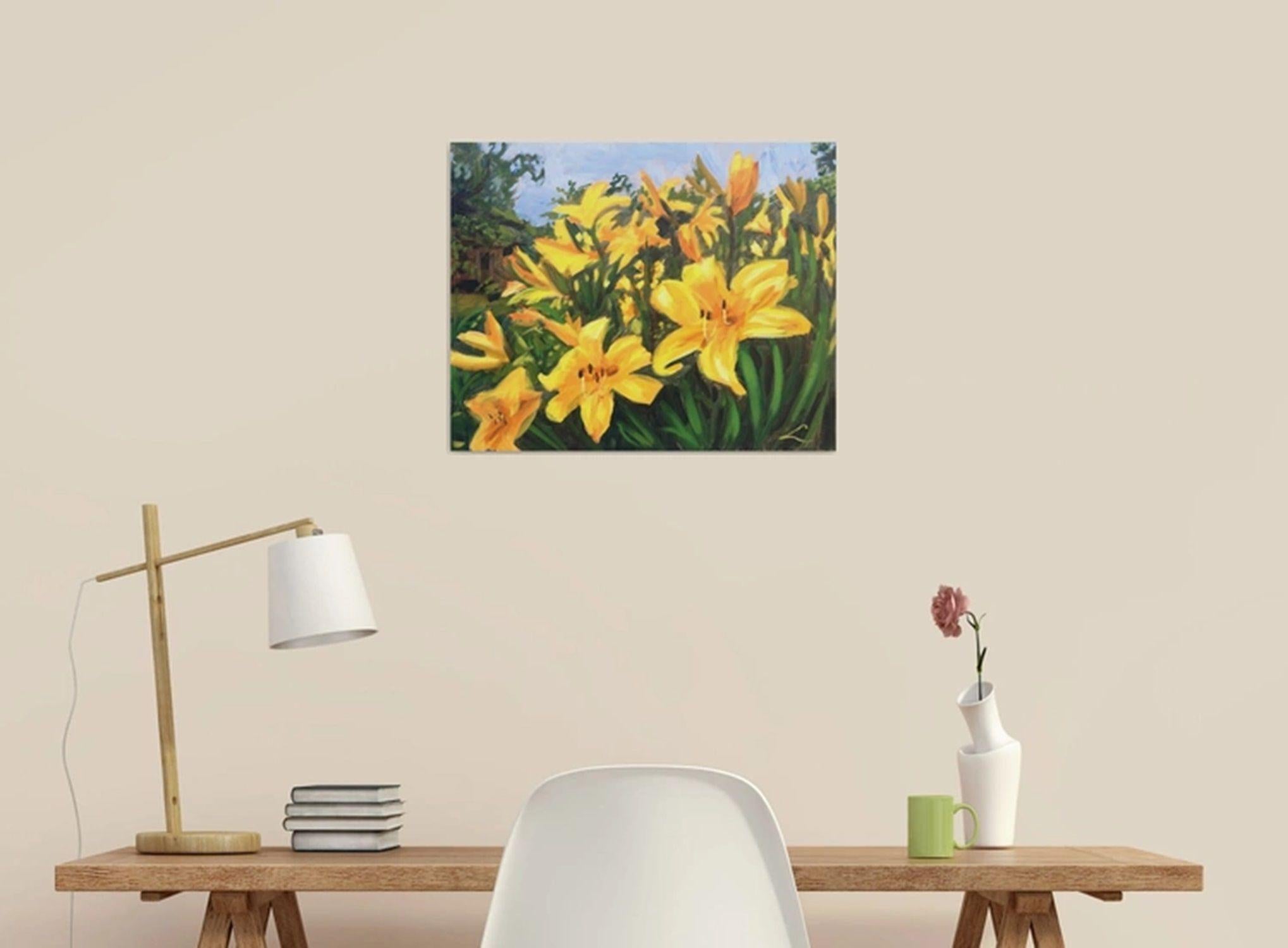 Gigli gialli, Pittura, Olio su tela in vendita 1