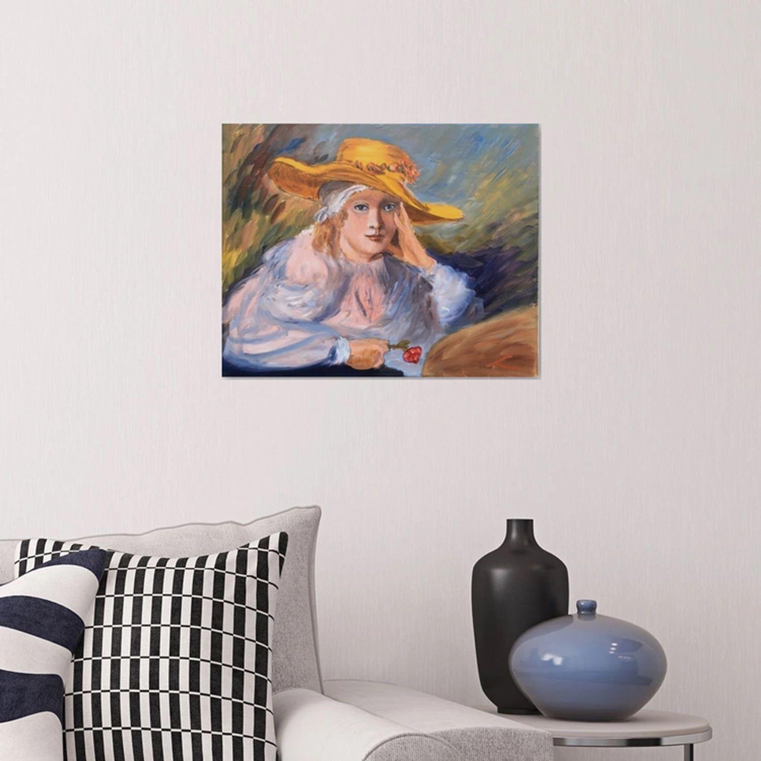 Ragazza con cappello 3, Pittura, Olio su tela - Painting Impressionismo di Elena Sokolova