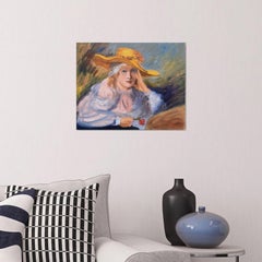 Young girl in a hat 3, Painting, Oil on Canvas