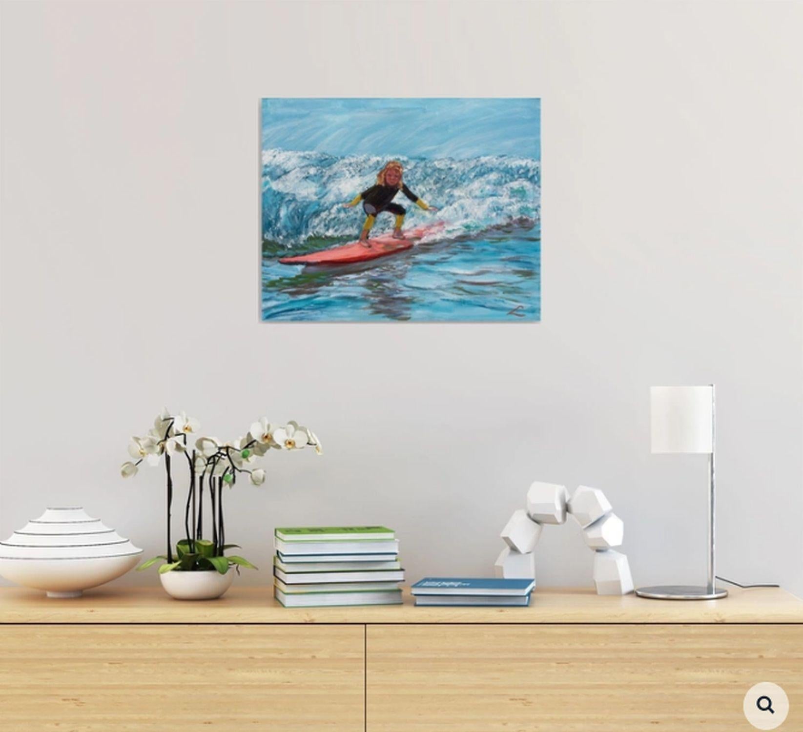 Young surfer, Painting, Oil on Canvas For Sale 1
