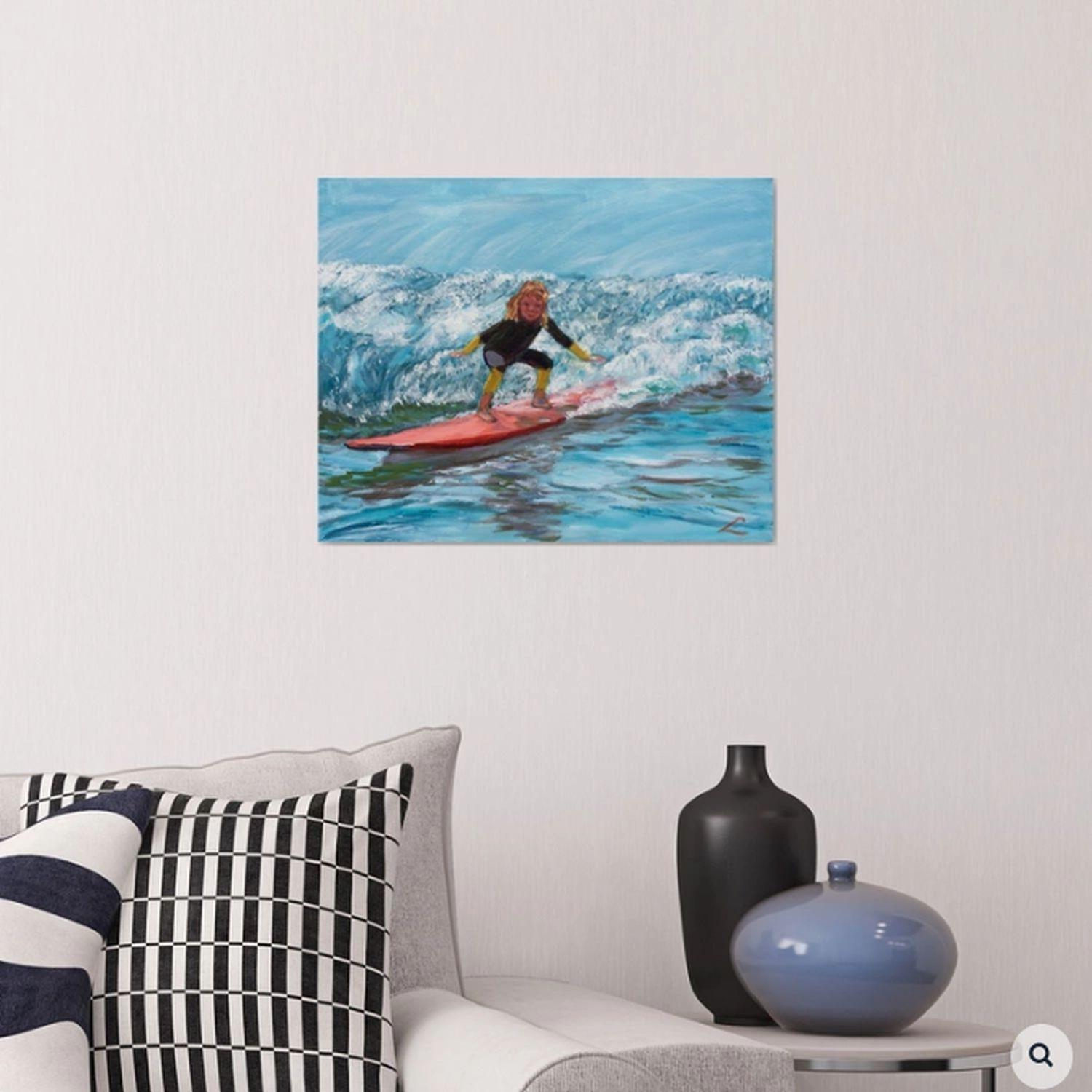 Young surfer, Painting, Oil on Canvas For Sale 2