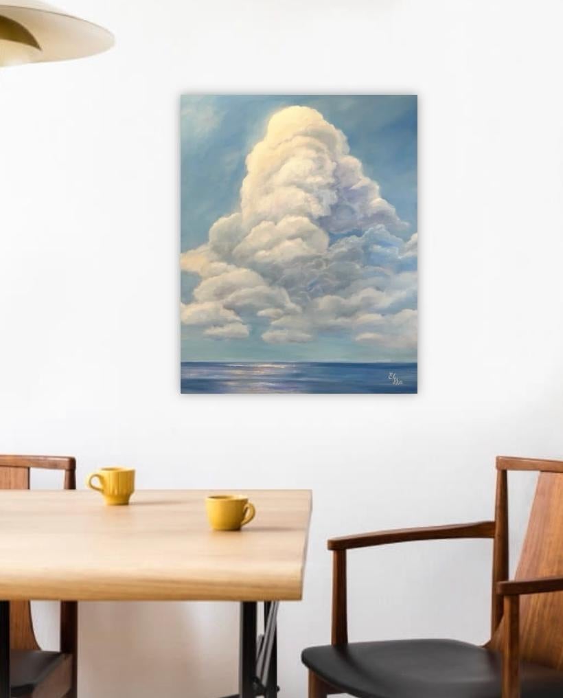 Sueños en las nubes - Landscape Painting Gris de Elena Ushanova