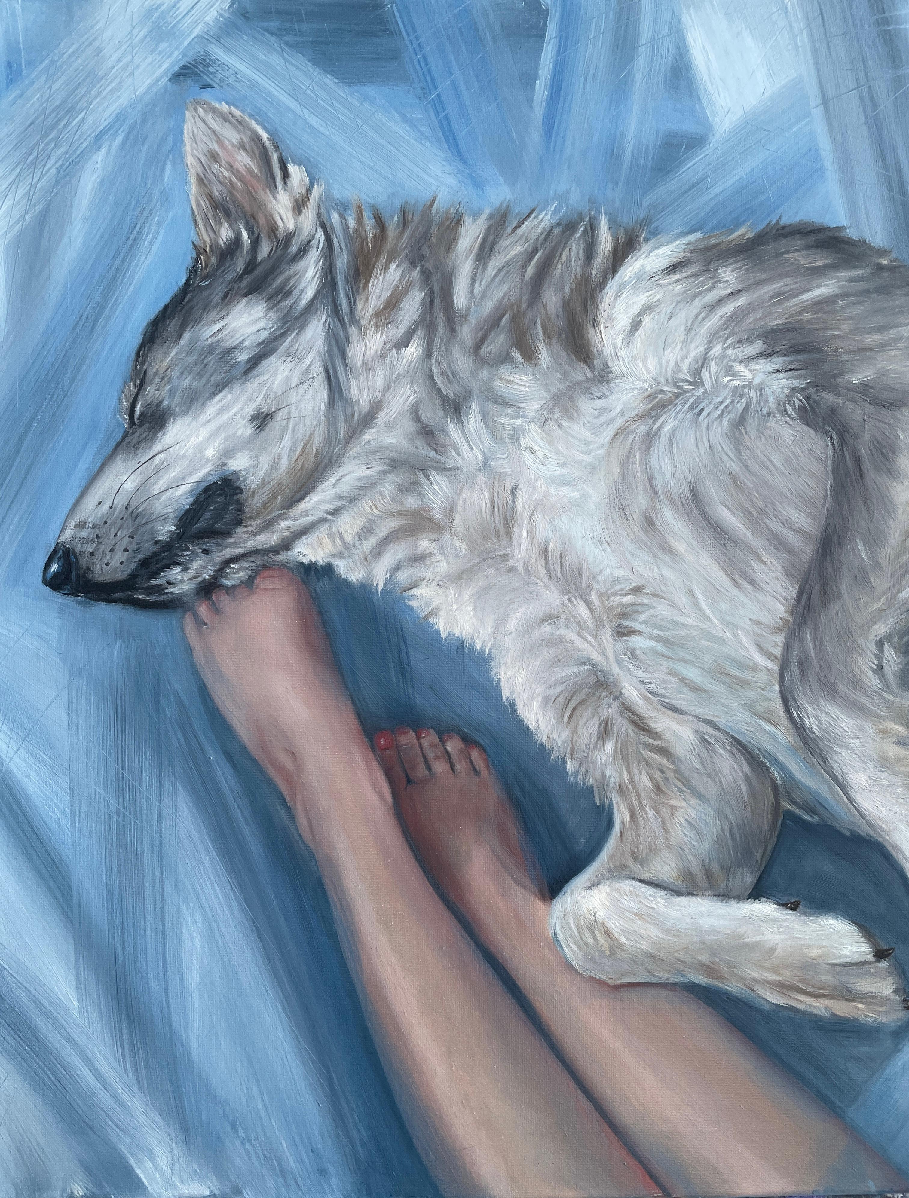 Girl and sleeping wolf For Sale 5