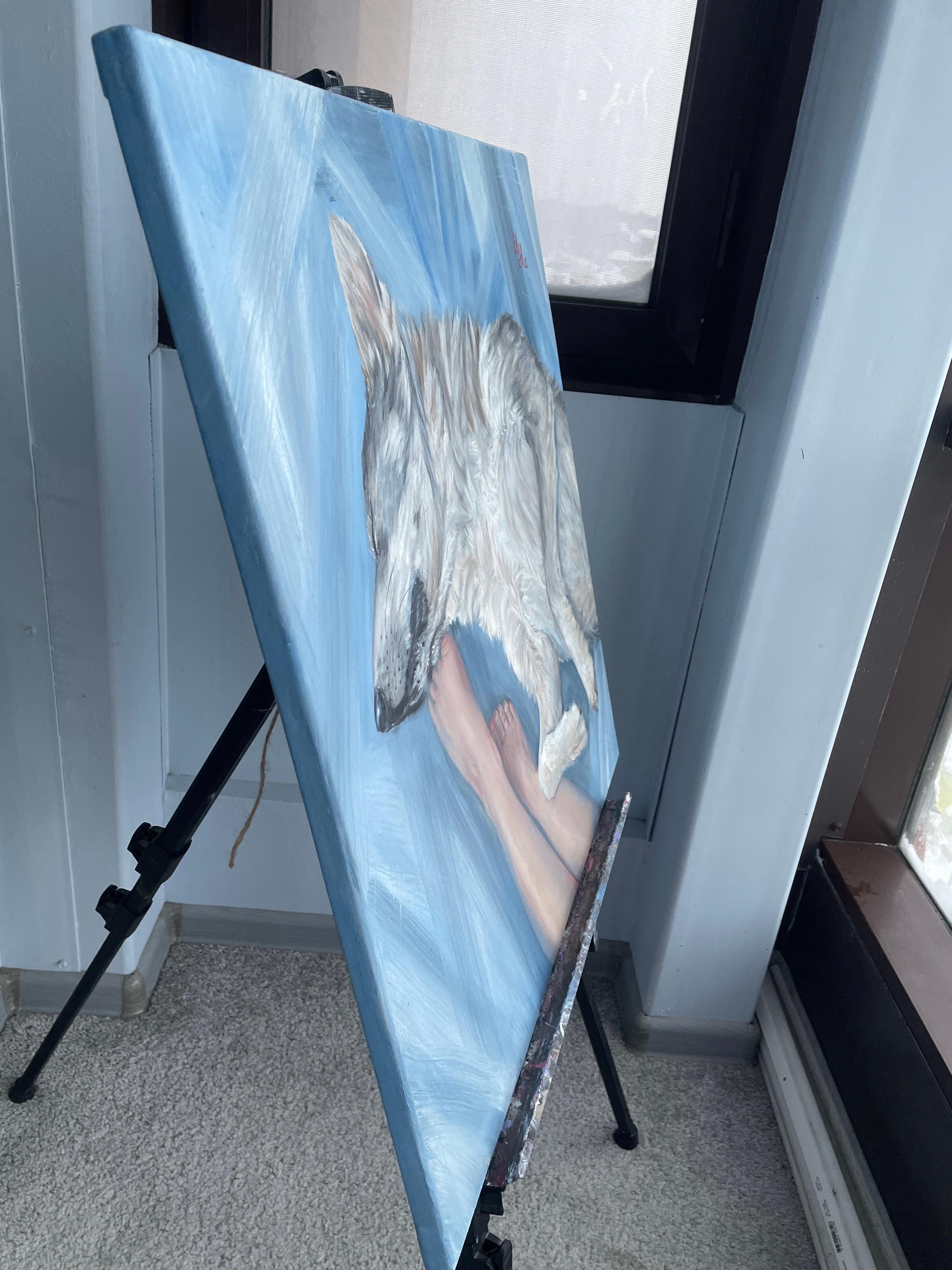 Girl and sleeping wolf For Sale 3