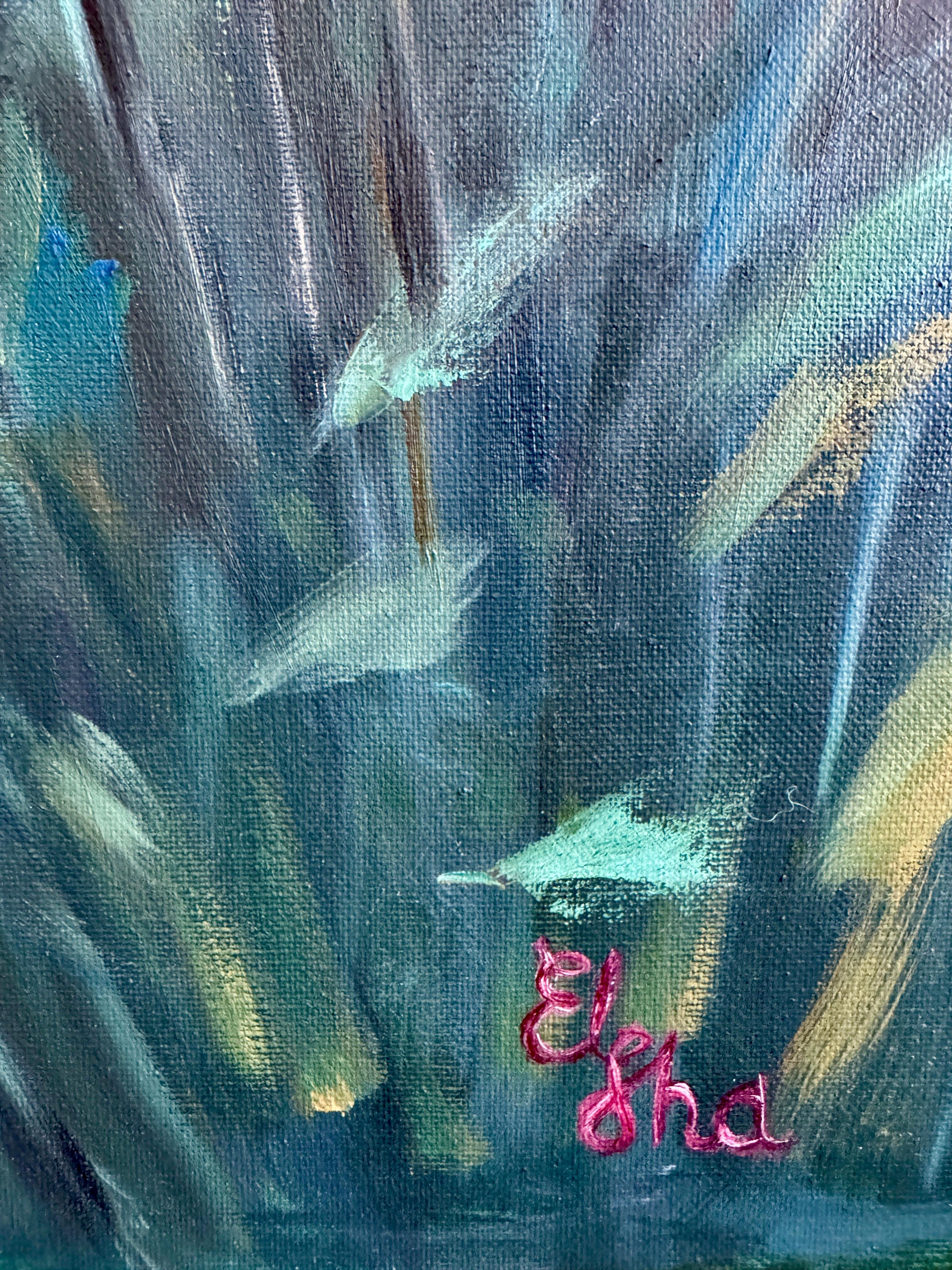 Dieses exquisite Ölgemälde zeigt einen majestätischen Luchs, der von zarten rosa Rosen umgeben ist. Die Kombination aus wilder Natur und der subtilen Schönheit der Blumen schafft eine Atmosphäre der Harmonie und des Friedens. Die detaillierte