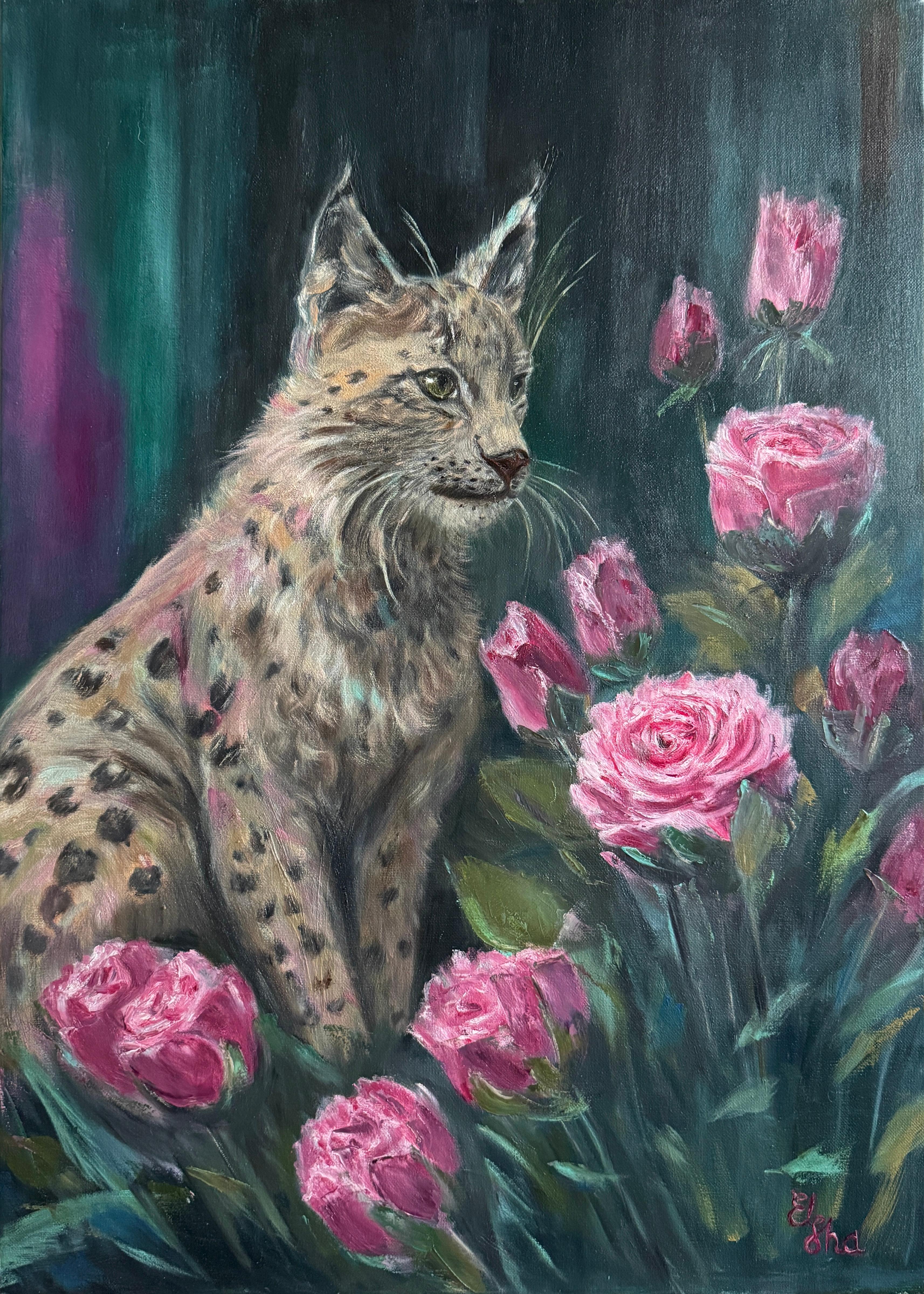 Luchs im Rosengarten