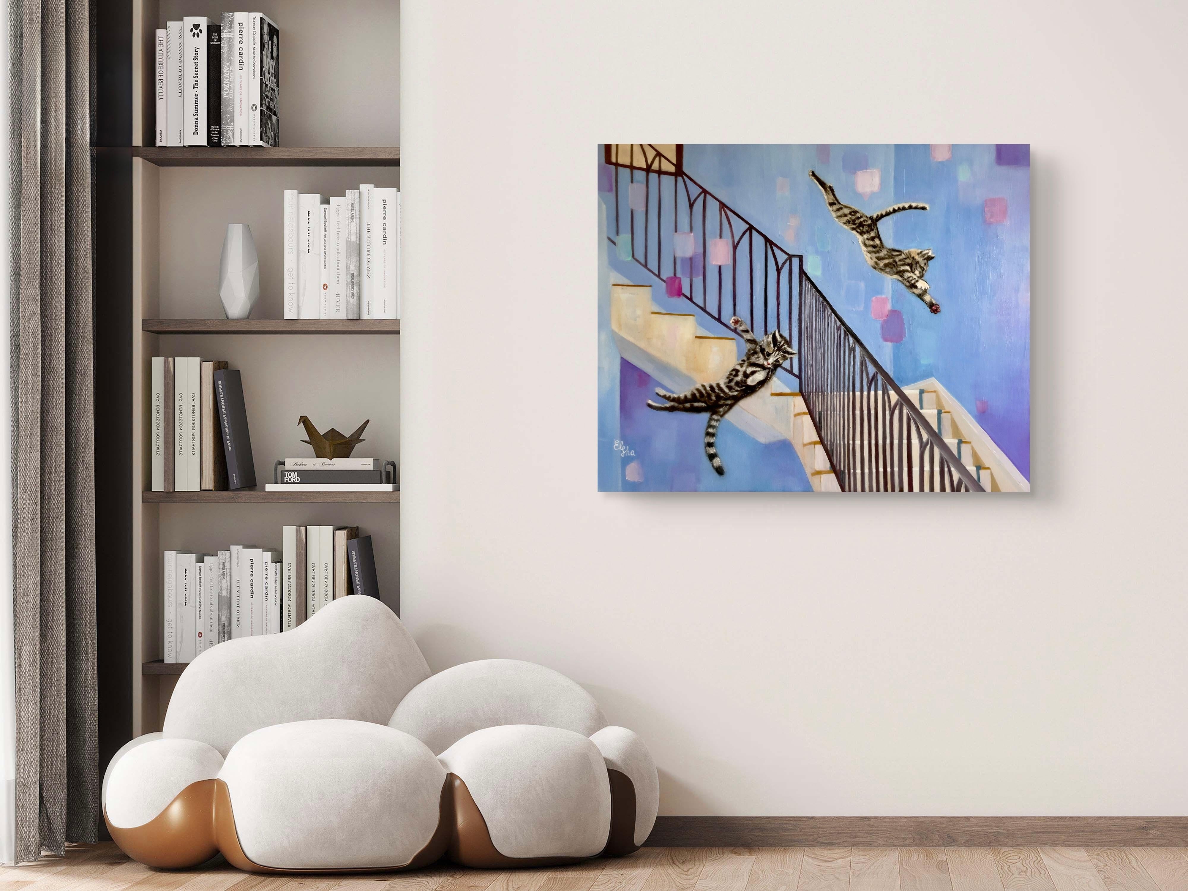 Die Meta-Katzen (Grau), Animal Painting, von Elena Ushanova