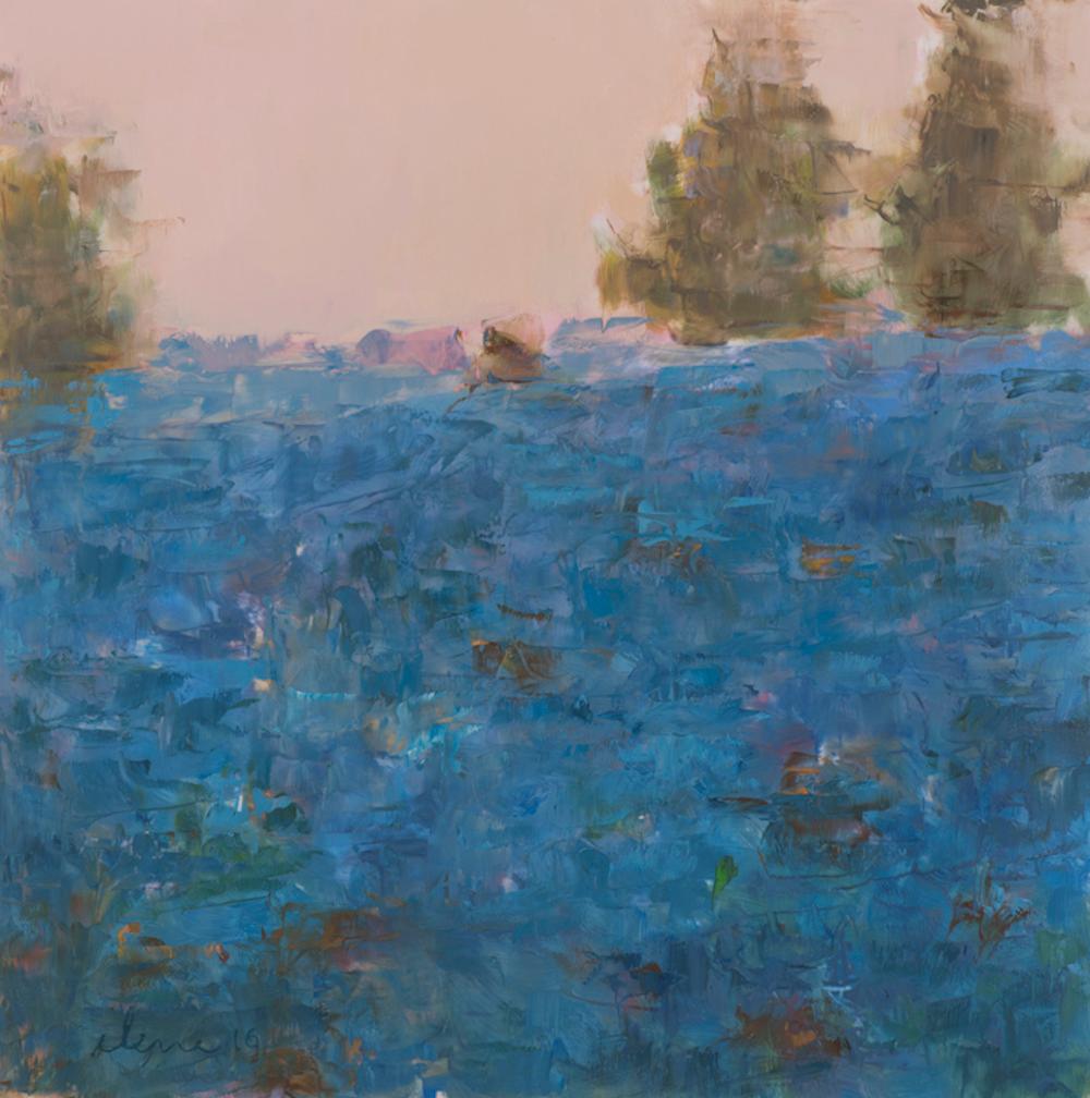 Elena Zolotnitsky Still-Life Painting - Landscape: Blueberry Hill / oil painting - contemporary