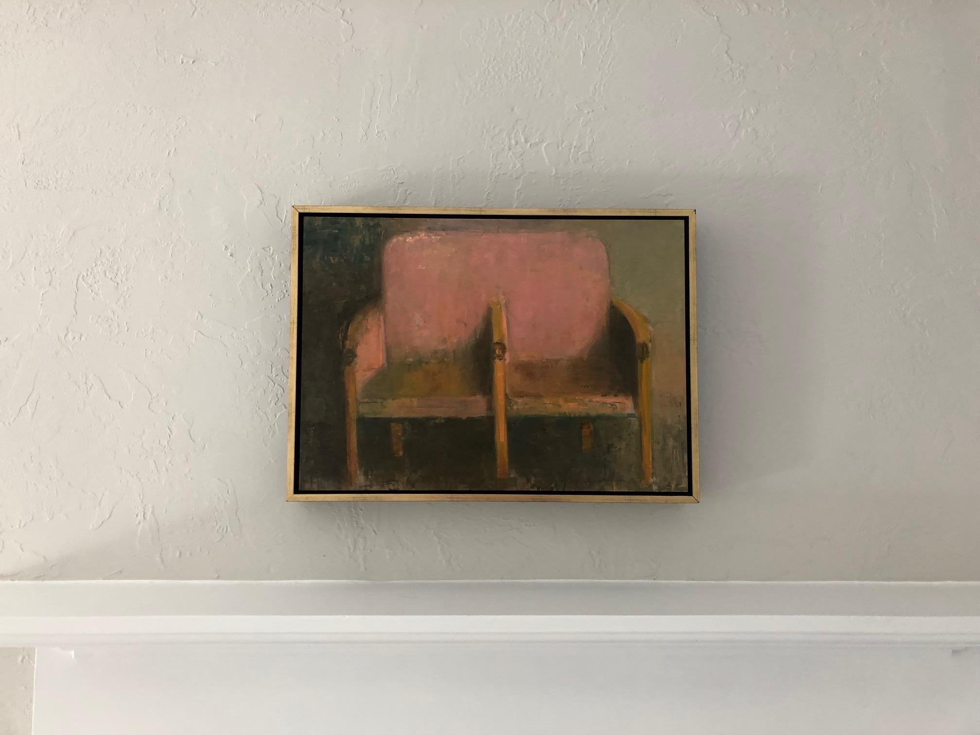 Love Seat / óleo de una silla para dos - Painting de Elena Zolotnitsky