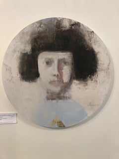 SAFFO - circular contemporary portrait oil on canvas