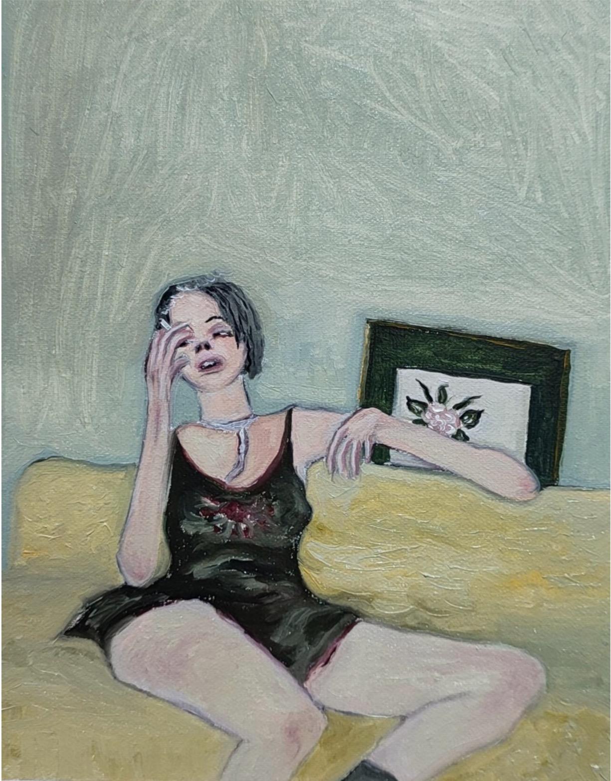 Óleo sobre lienzo

Elene Melikidze es una artista georgiana nacida en 1999 que vive y trabaja en Tiflis, Georgia. Empezó a pintar desde niña en diversos medios. Su otra profesión es la de crítica de cine. El artista trabaja principalmente con