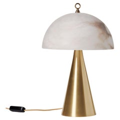 Elegante lampada da tavolo italiana "Fungotto" in ottone satinato
