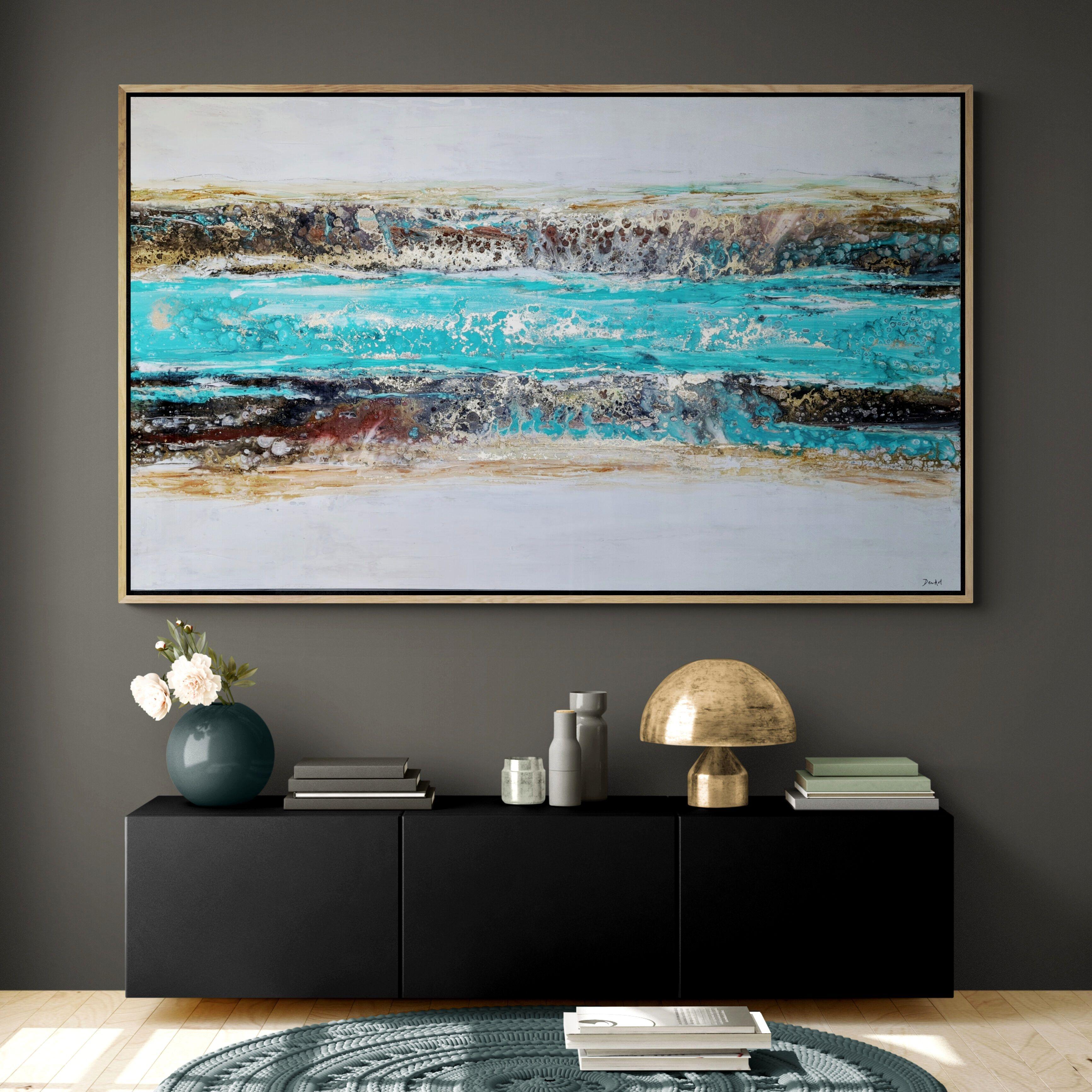 Kythnos, Painting, Acrylic on Canvas - Gray Abstract Painting by Eleni  Denart