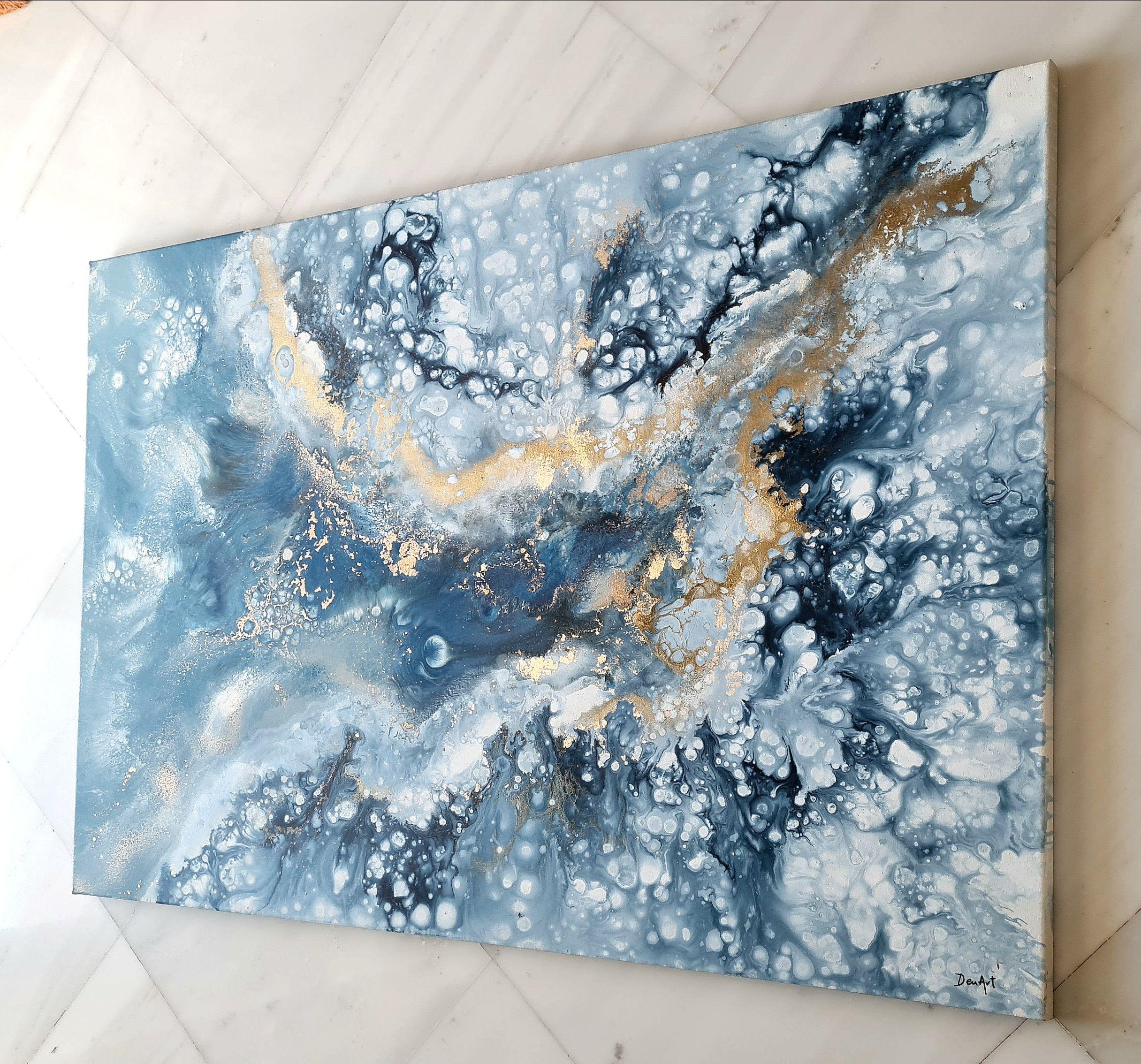 Cuore dell'Alaska, Pittura, Acrilico su tela - Painting Astratto di Eleni Denart