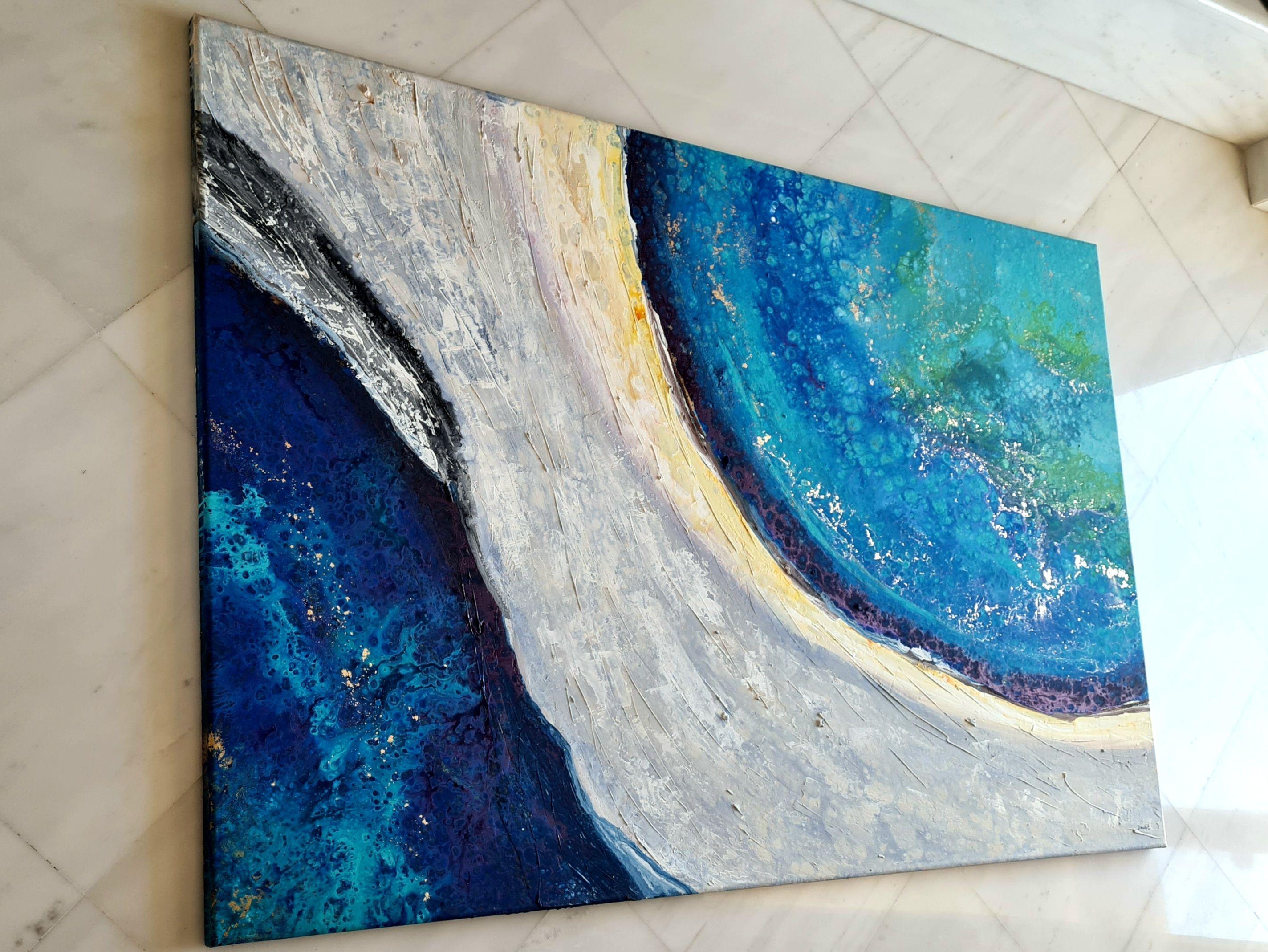 Milo Sarakiniko, Pittura, Acrilico su tela - Painting Astratto di Eleni Denart