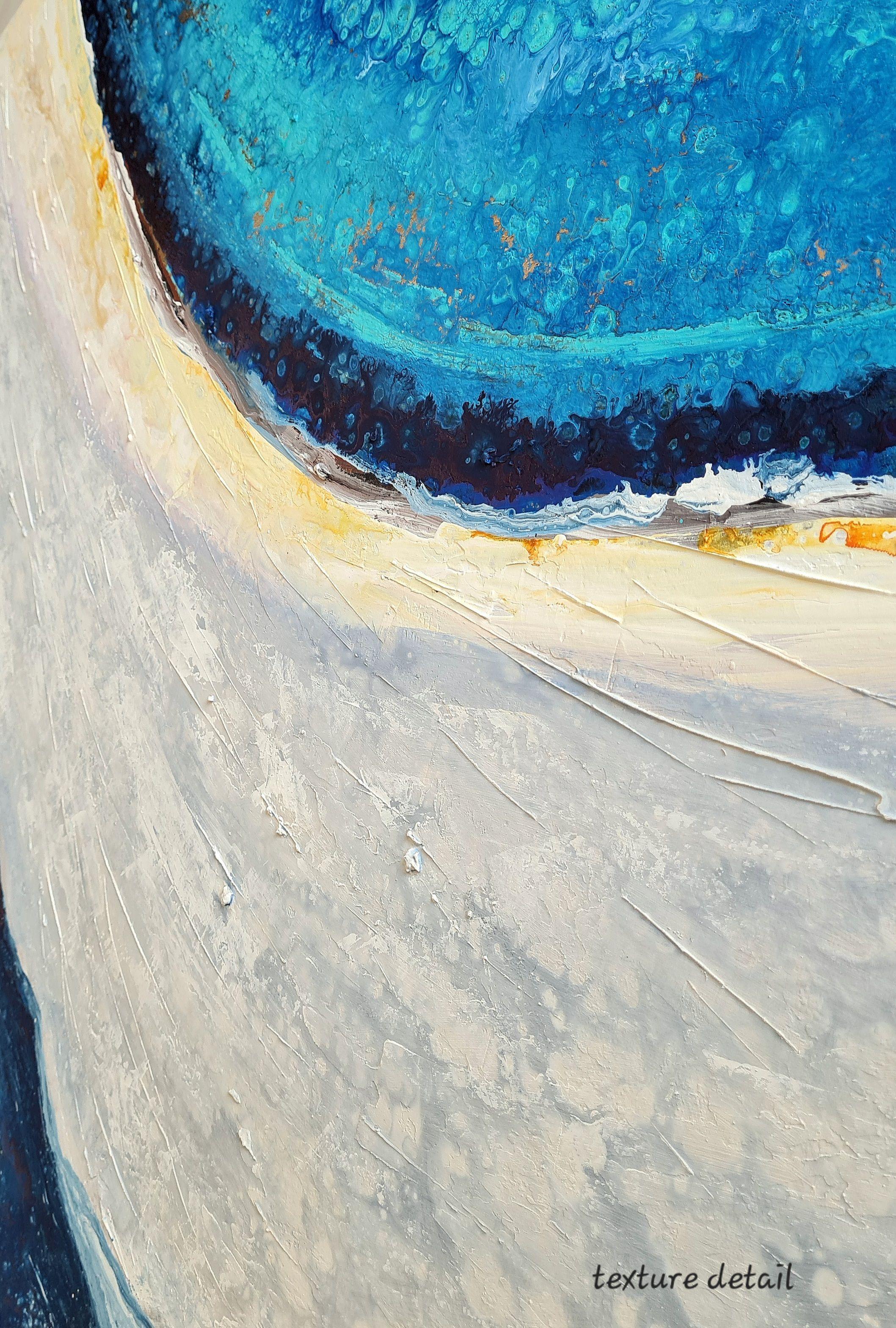 Milo Sarakiniko, Pittura, Acrilico su tela - Abstract Painting Blu di Eleni Denart