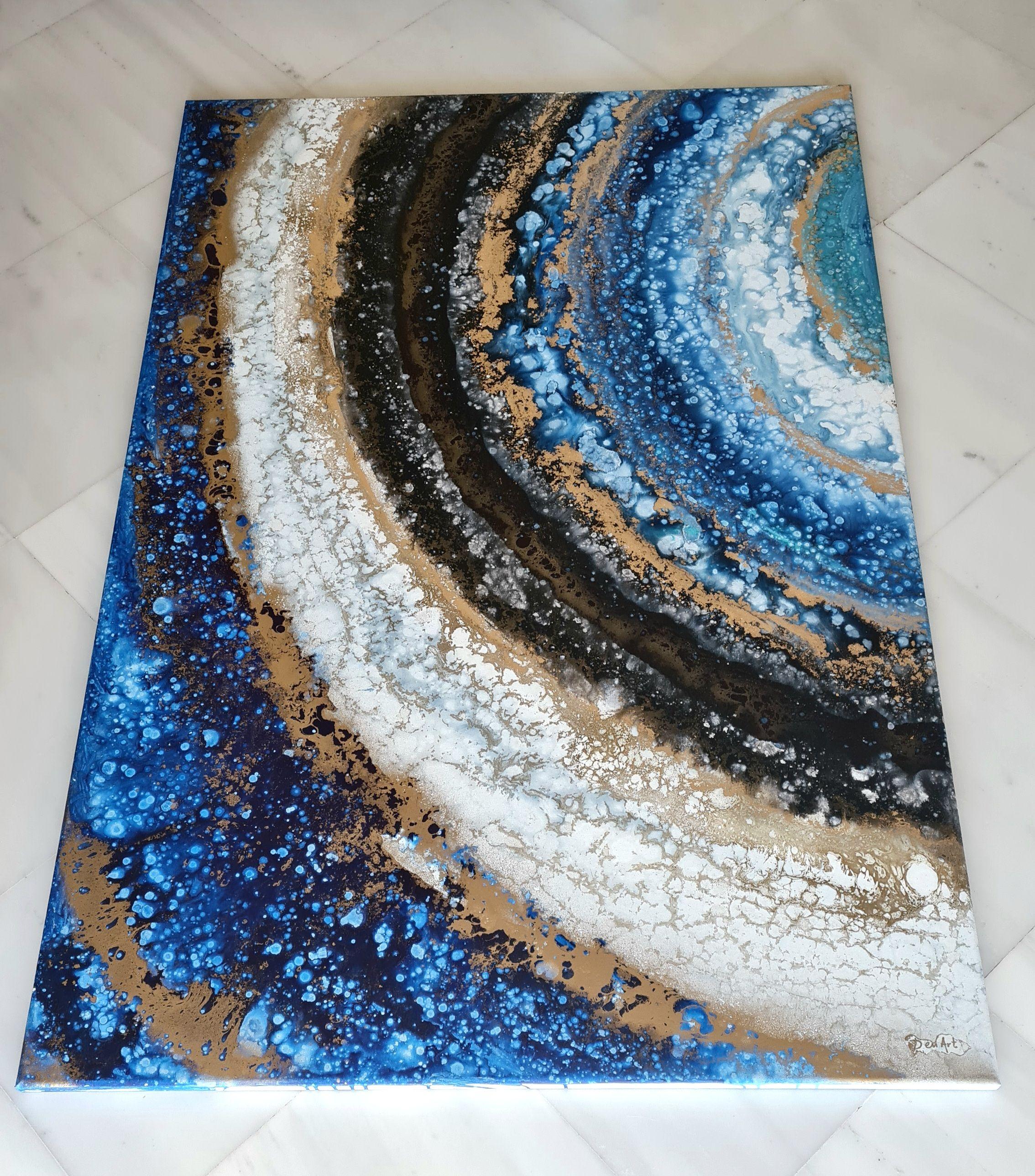 Tranquilität, Malerei, Acryl auf Leinwand (Grau), Abstract Painting, von Eleni Denart