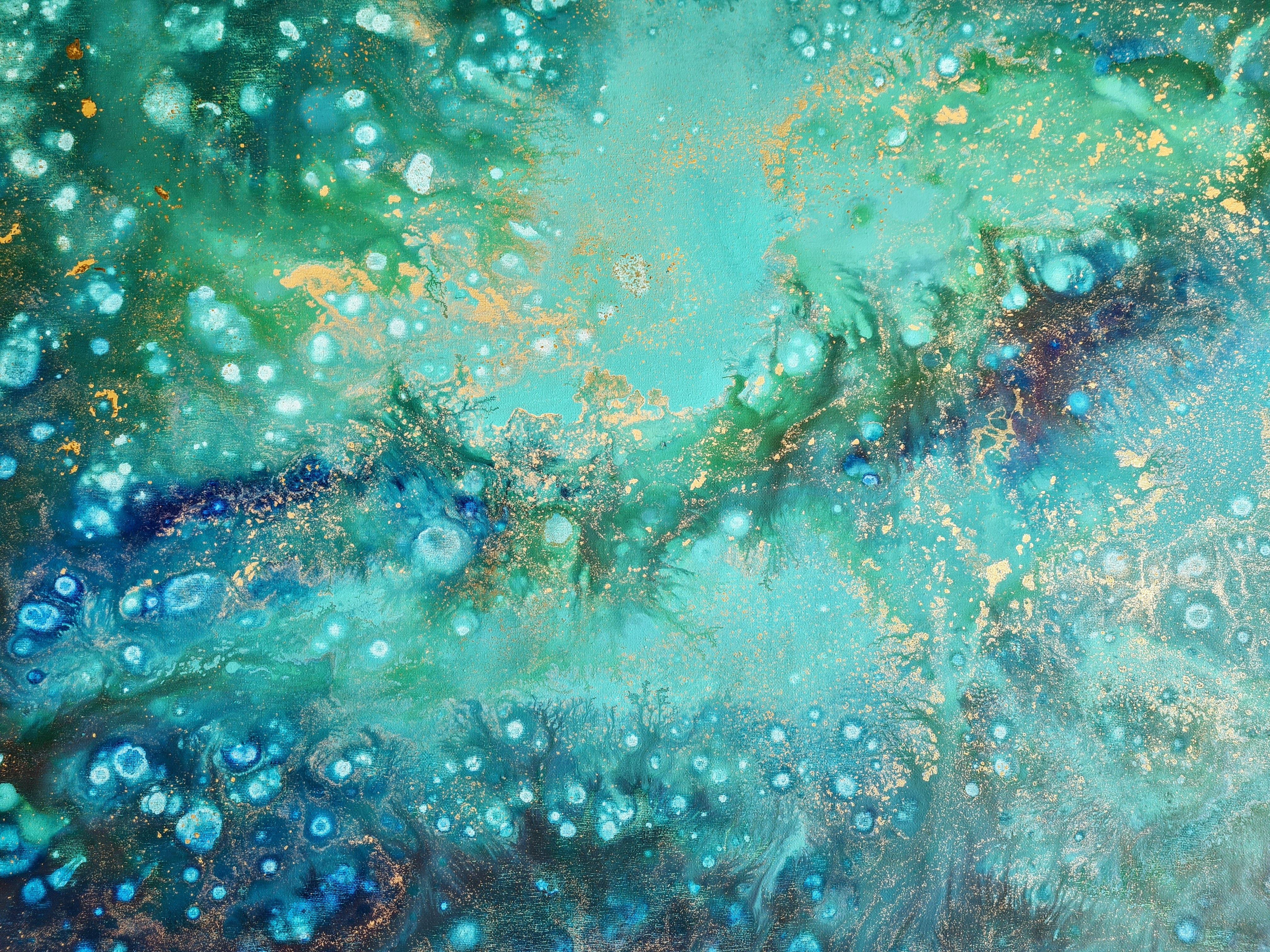 Zante Fiore di Levante, Pittura, Acrilico su Tela - Abstract Painting Blu di Eleni Denart