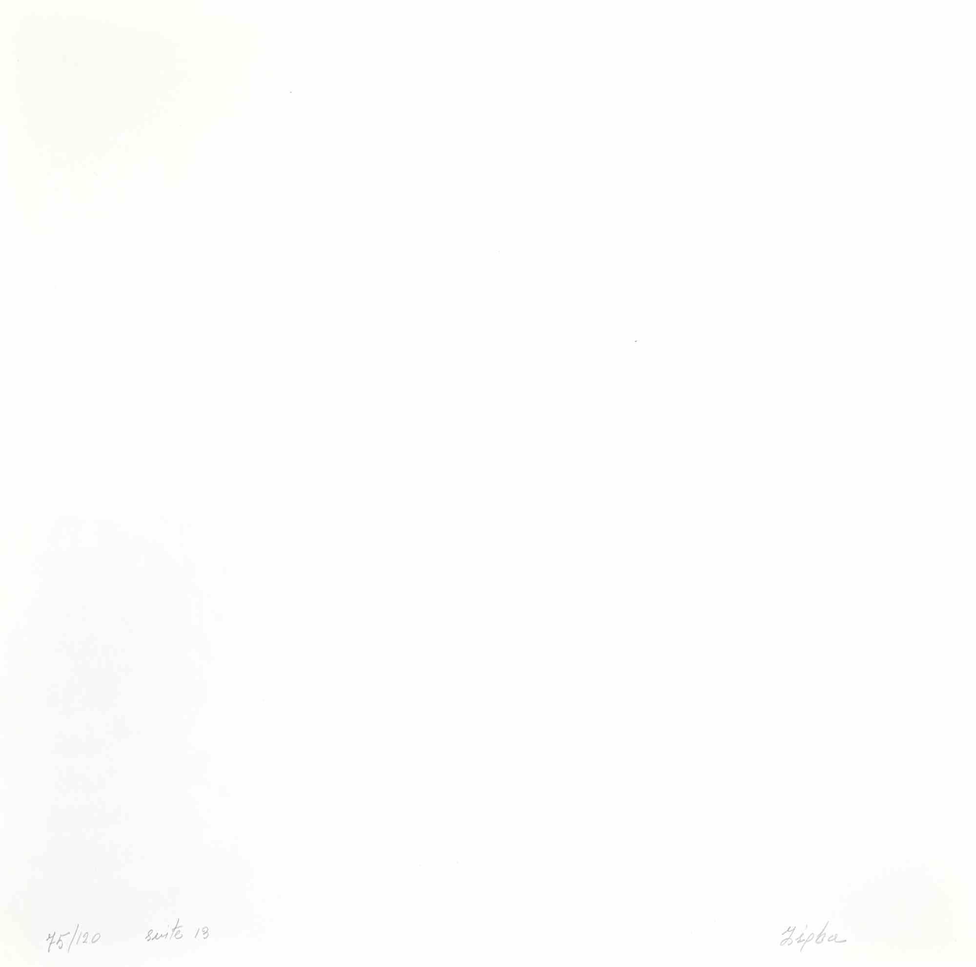 Greene & Greene - Viola scuro - Litografia di Eleni Zerva - 1971 in vendita 1