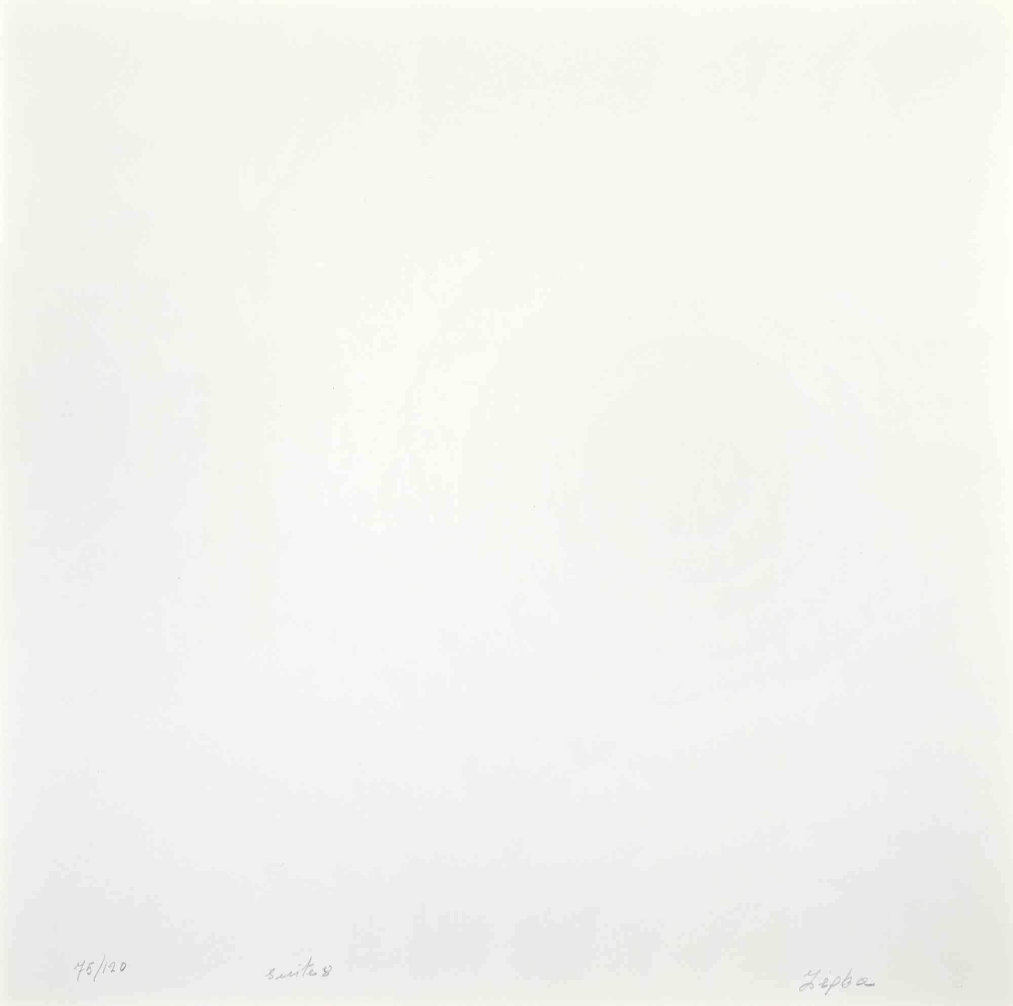 Grüner Kosmos – Fuchsia – Lithographie von Eleni Zerva – 1971 im Angebot 1